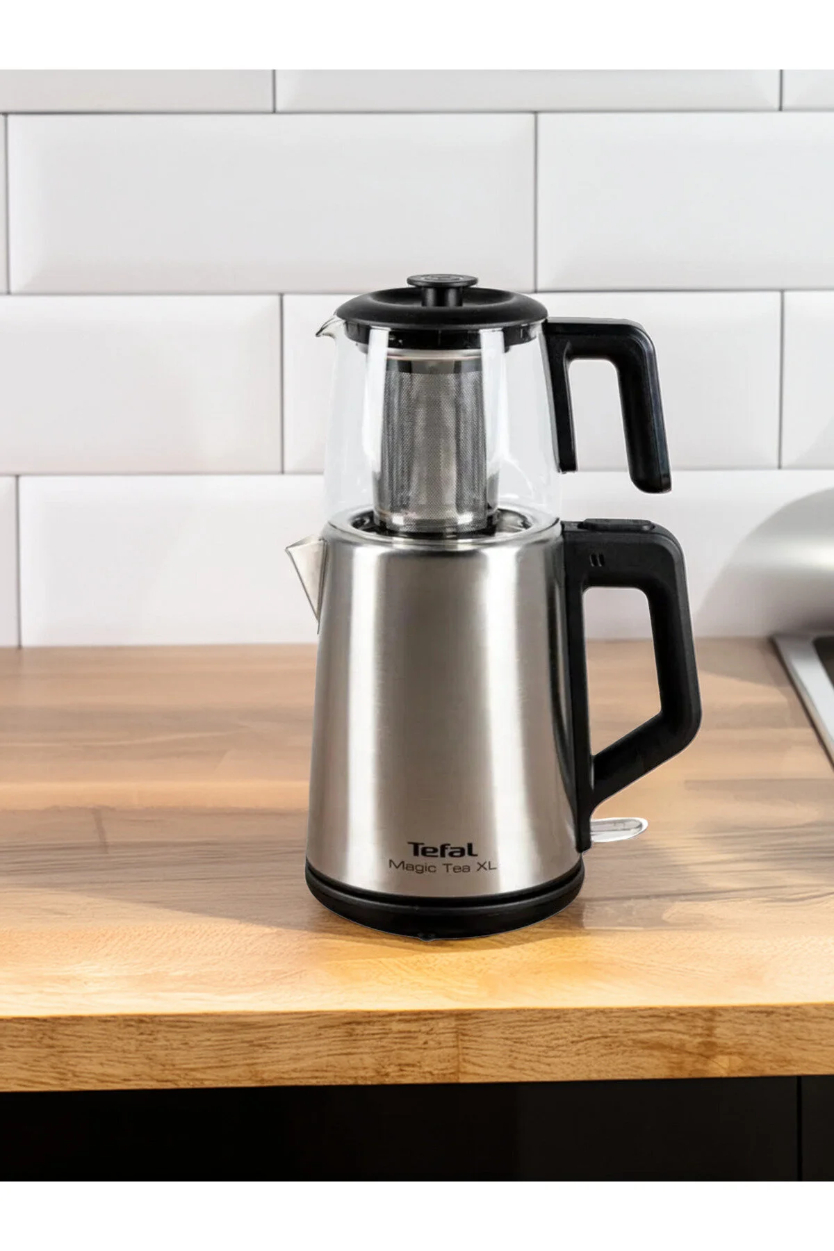 چای ساز دستگاه شیشه ای MAGIC TEA XL W خاموش شدن خودکار قوری 1.2 لیتری کتری 1.8 تفال TEFAL