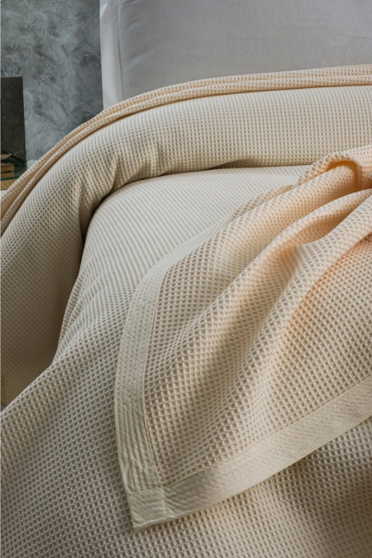 ست پیکه خیلی بزرگ نود پایک تهویه مطبوع پیک لانه زنبوری 100% پنبه کرم دوتایی Pike 220x240 Mulberry