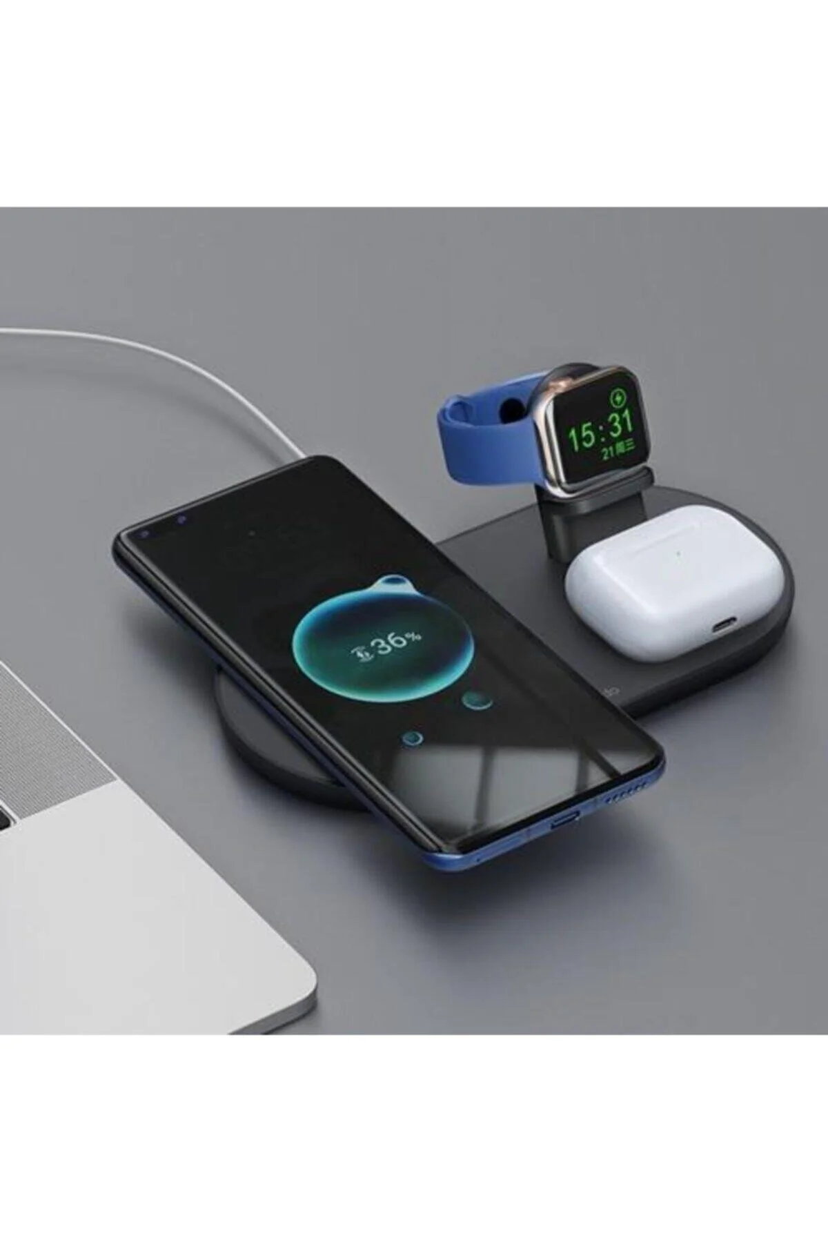 پایه نگهدارنده تلفن در خودرو 3IN1 IPHONE AIR POD APPLE WATCH MAGSAFE شارژر بی سیم BLACK CH 7061 Mcdodo