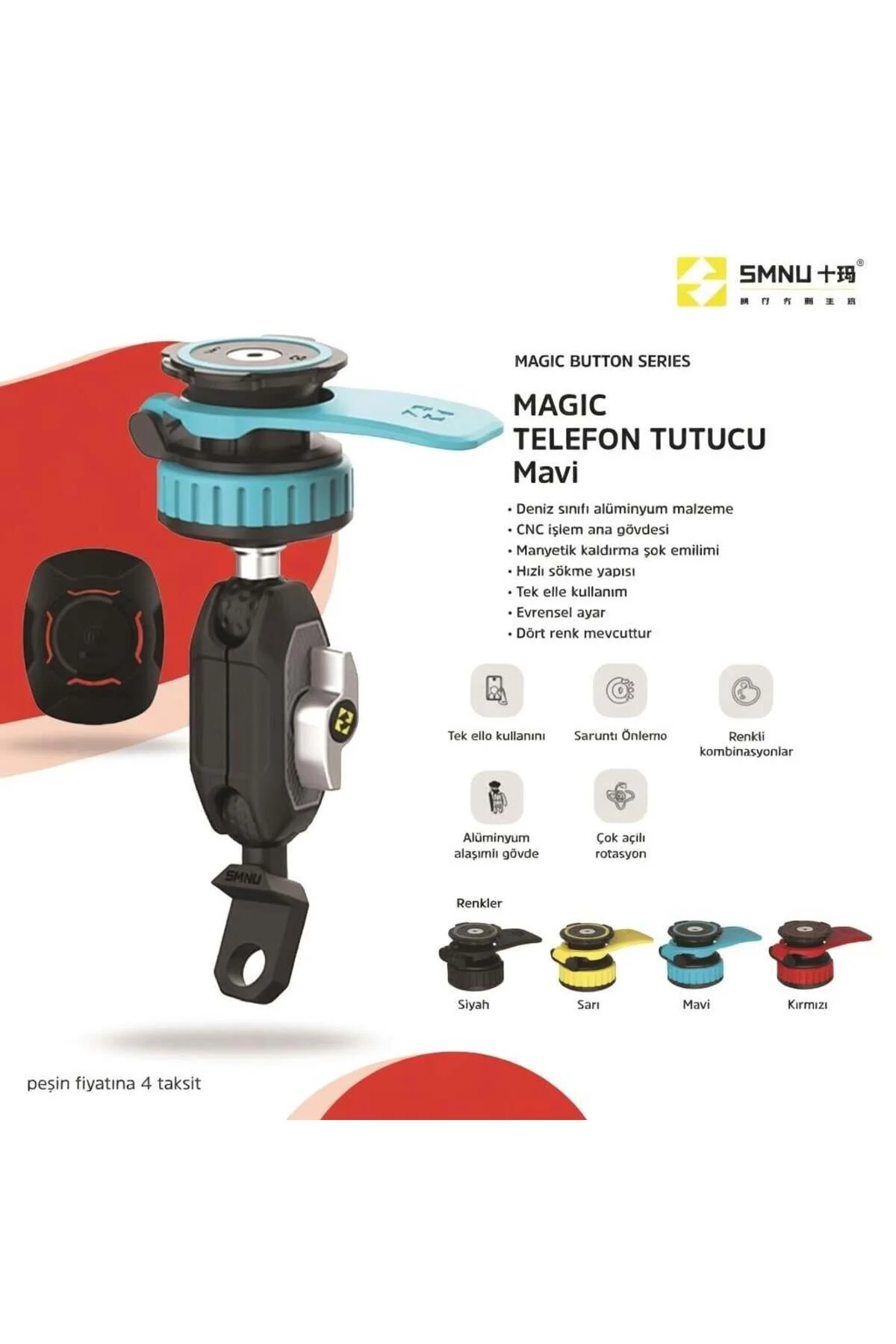 پایه نگهدارنده تلفن در خودرو SMNU MAGIC PHONE HOLDER آبی Genel Markalar