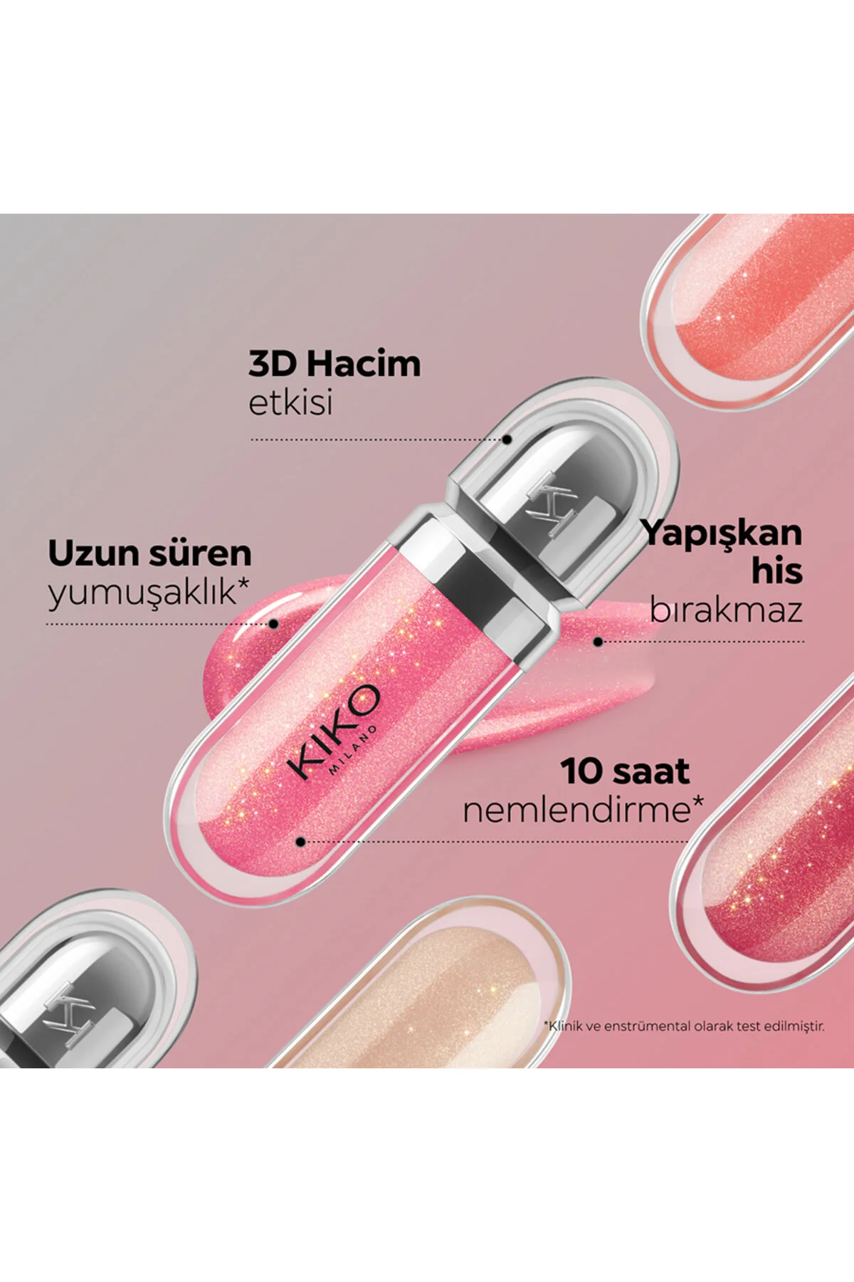رژ لب مایع براق مدل 3D hydra رنگ یاقوت رنگین کمانی شماره 16 کیکو KIKO