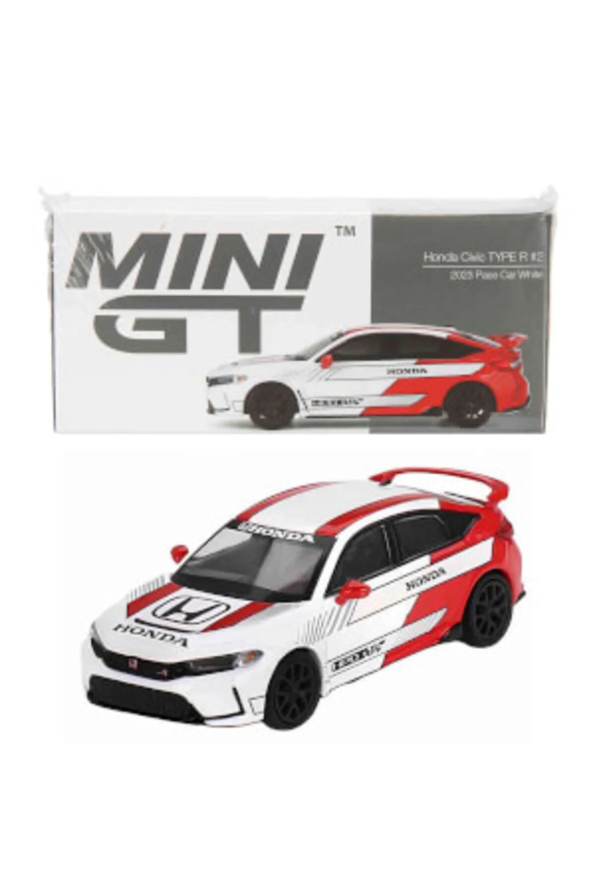 ماشین اسباب بازی 1:64 HONDA CIVIC TYPE R 2 2023 PACE CAR WHITE DIECAST MODEL mini gt