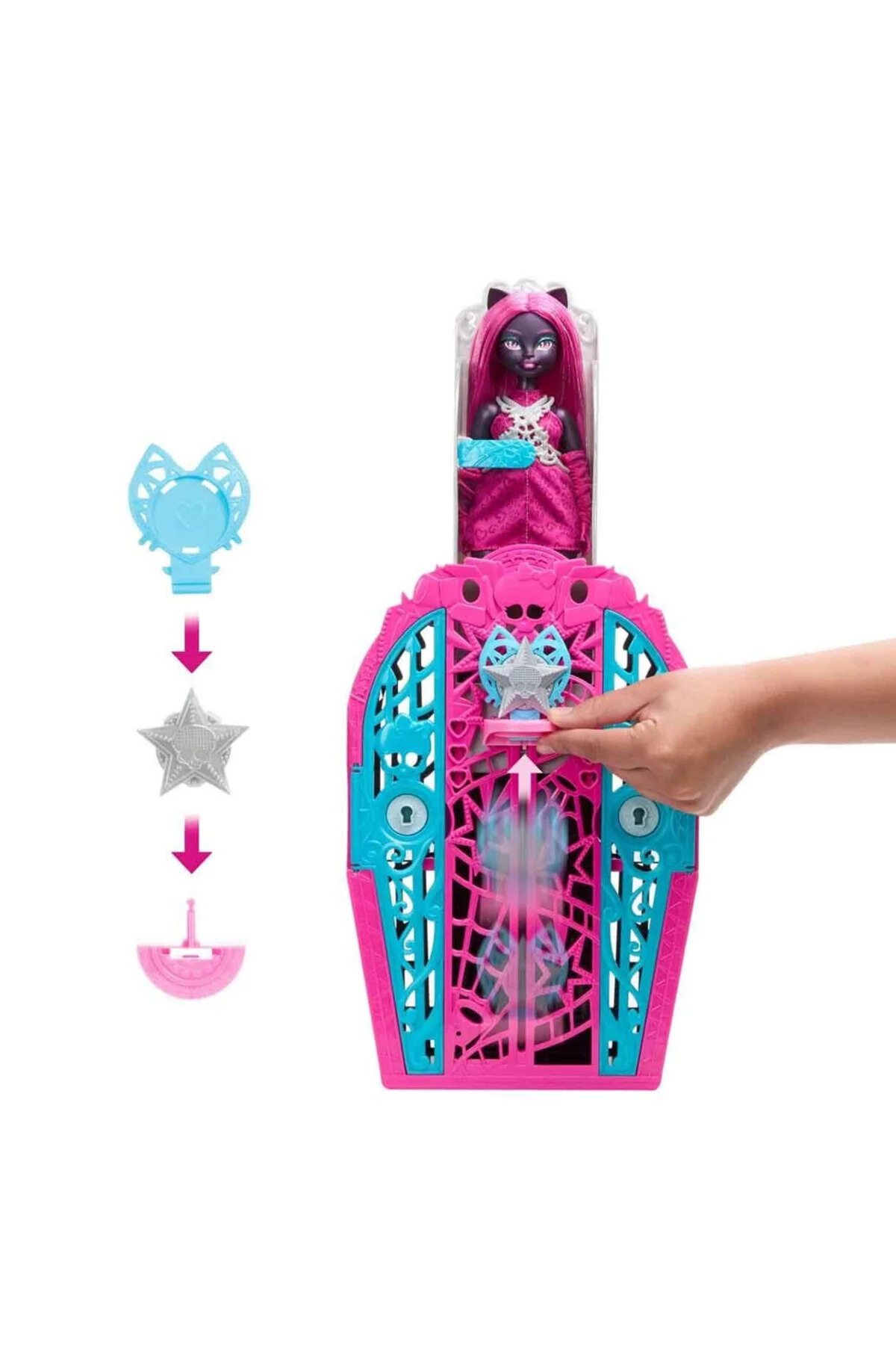 عروسک های مدل پسرانه و دخترانه بچگانه ® دوستان مرموز ™ CATTY NOIR® BABY بیش از 19 شگفتی JBG82 MONSTER HIGH