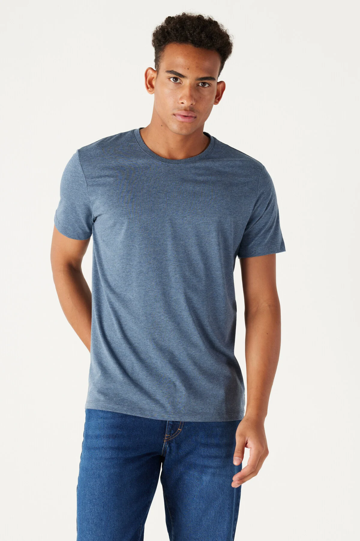 تی شرت مردانه نیلی نیلینگ پنبه باریک و برش دوچرخه پایه T SHIRT ترکیه اورجینال AC&Co / Altınyıldız Classics