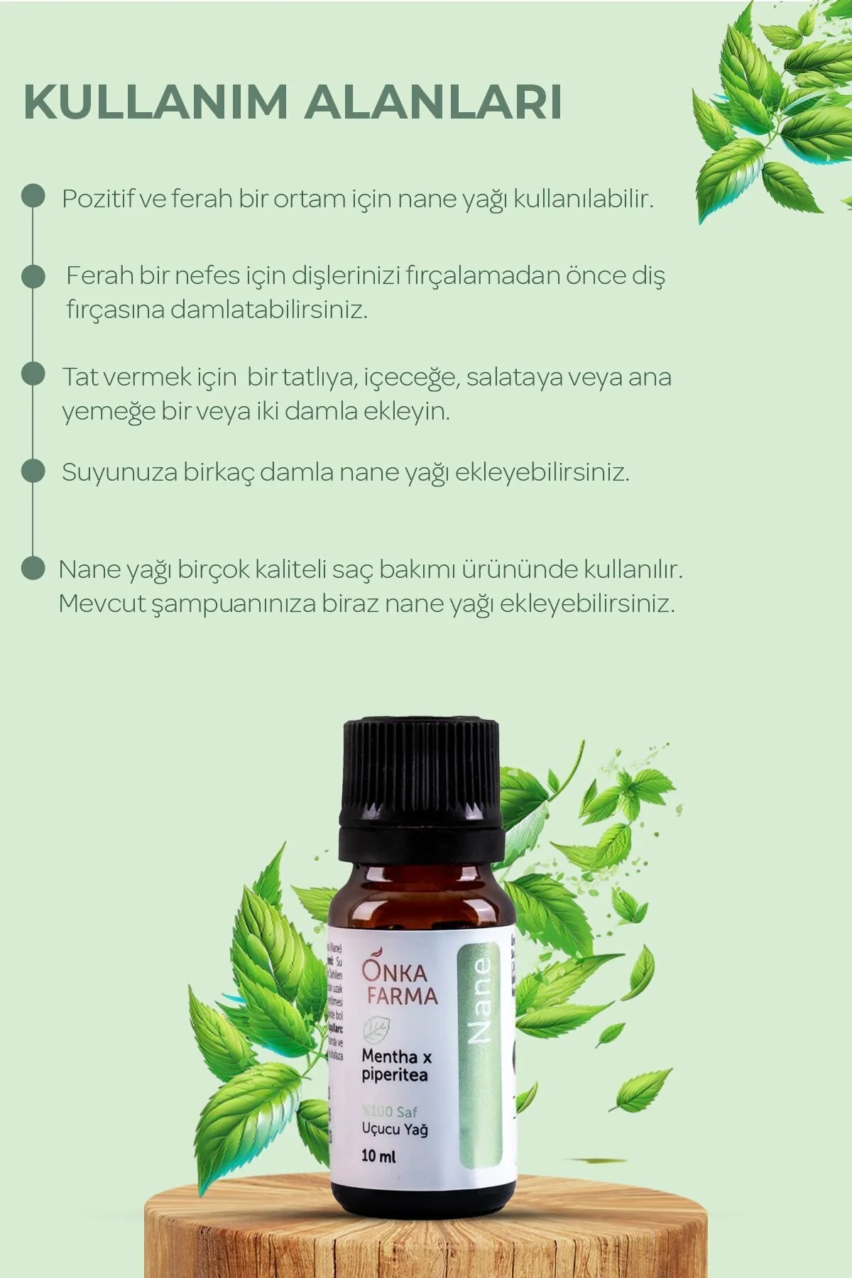 روغن مراقبتی نعنای پزشکی 100% خالص Onka Farma حجم 10 میلی لیتر OnkaFarma