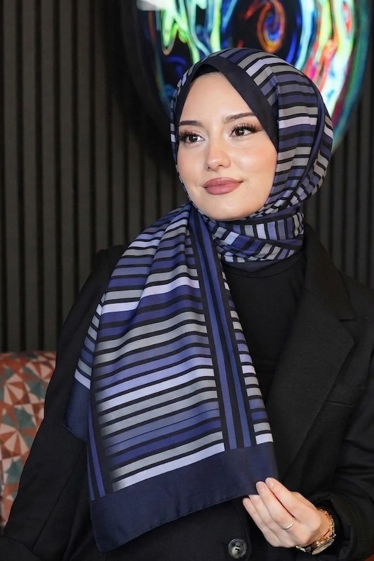 شال نخی بنفش طرح راه AFVENTE