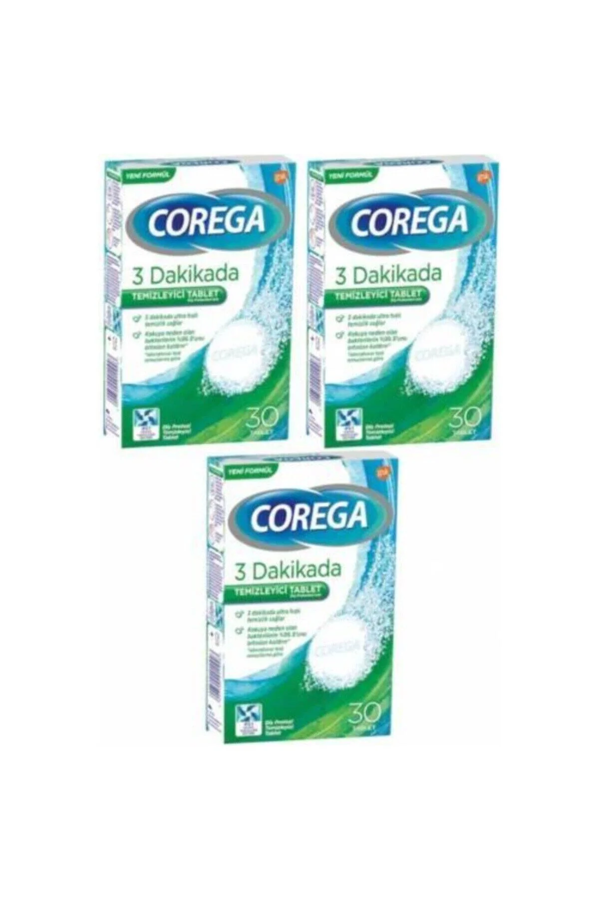 مراقبت از دندان مصنوعی پاک کننده سفید 30 قرص X3 تکه اورجینال Corega