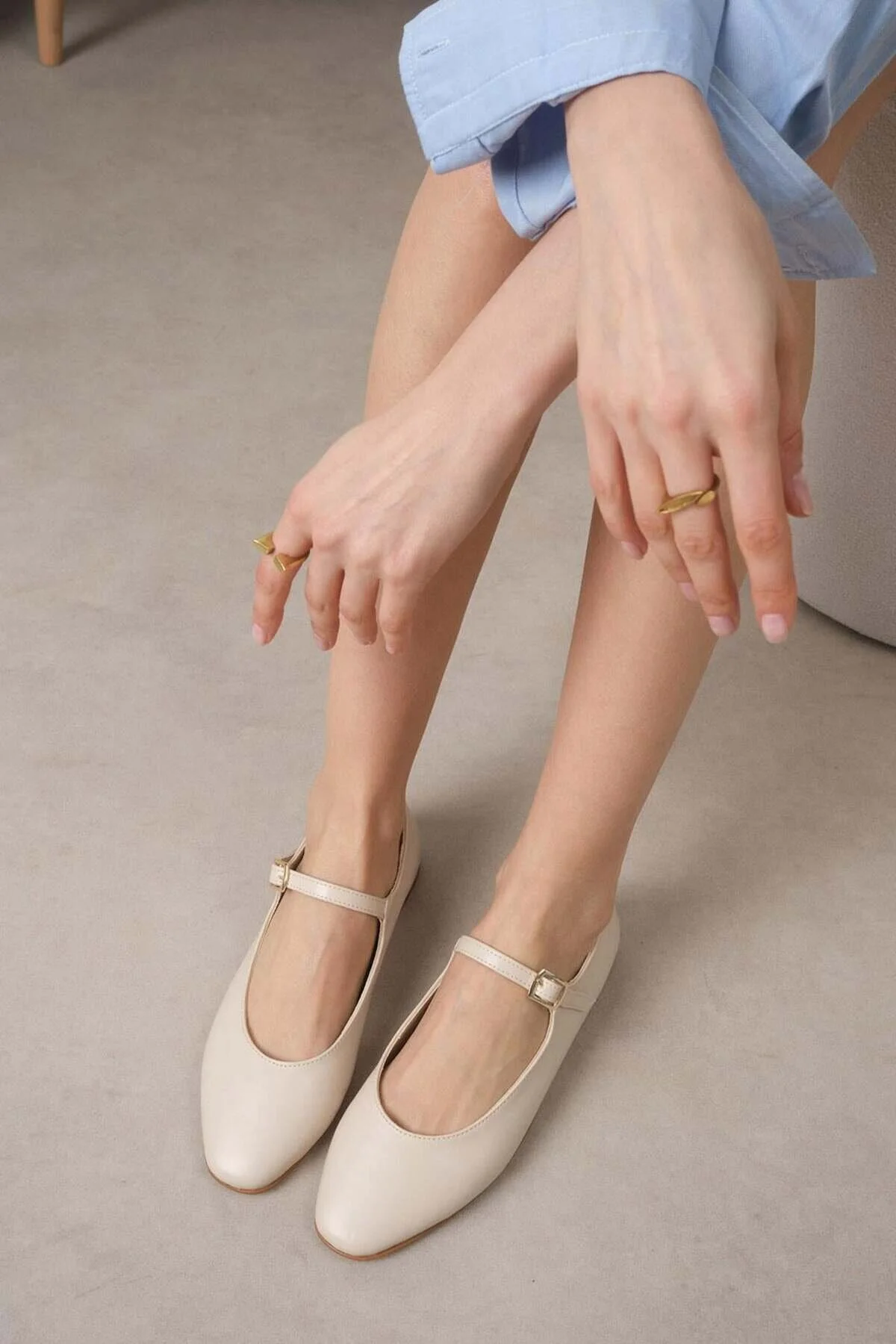 بابیت نود زنانه GILLIAN BEIGE COLOR FLOUNT WOMAL BALLET کفش Mio Gusto