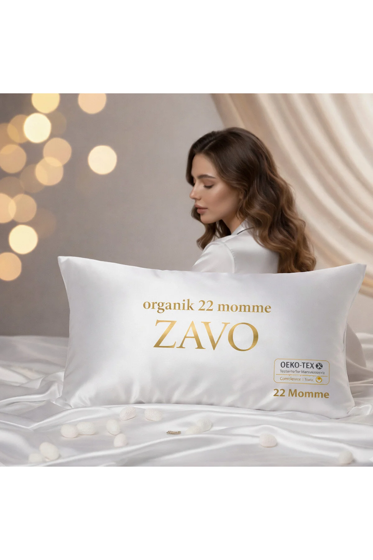 روبالشی سفید Ipek 100 ٪ Case Pill Pillow 2 Piece 50X70 25 بالش ابریشمی مامان  ZAVO