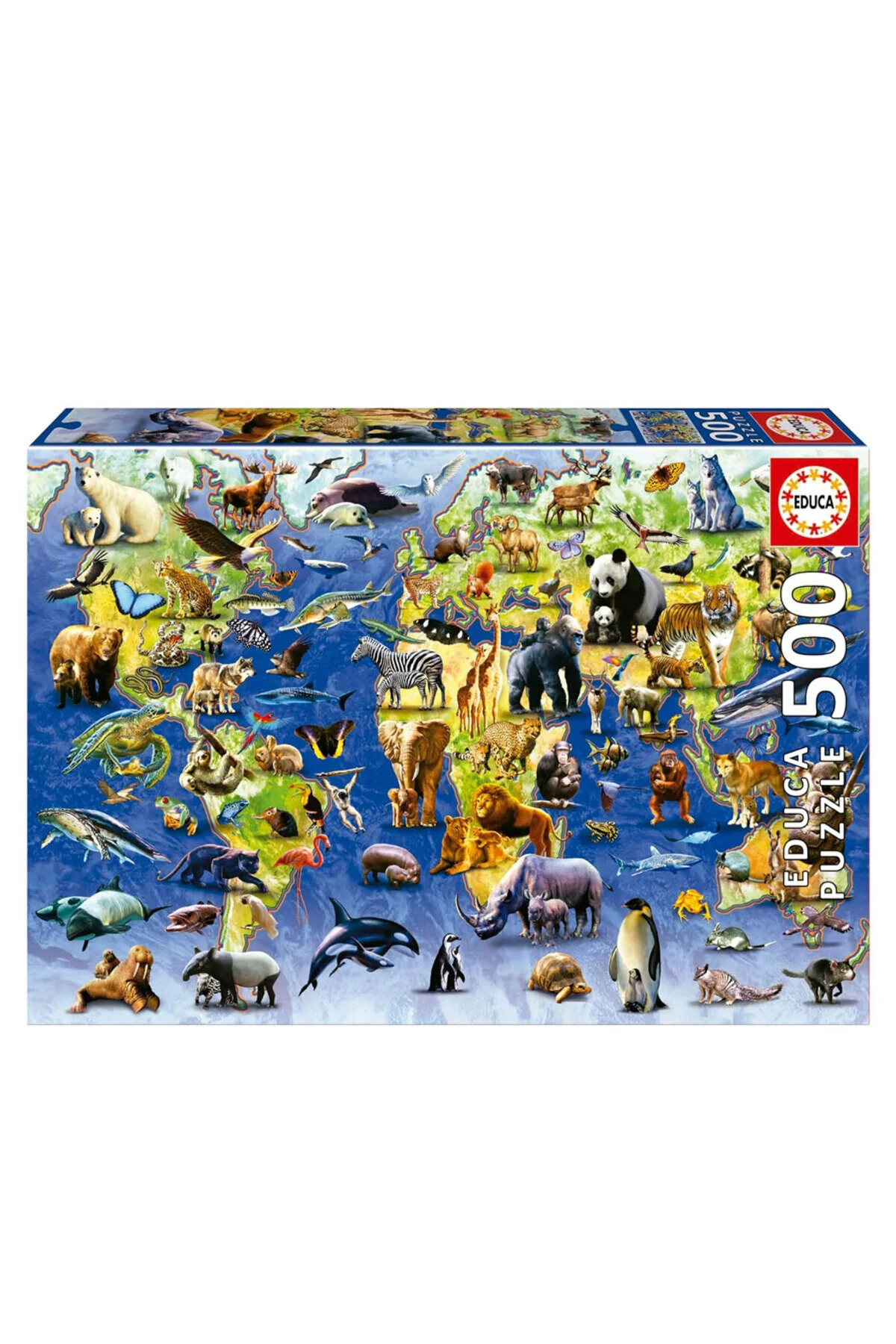 پازل EDUCA 500 PIECE FACE ANIMAL SPECIES 19908 صد گونه در خطر انقراض از ترکیه Educa Puzzle