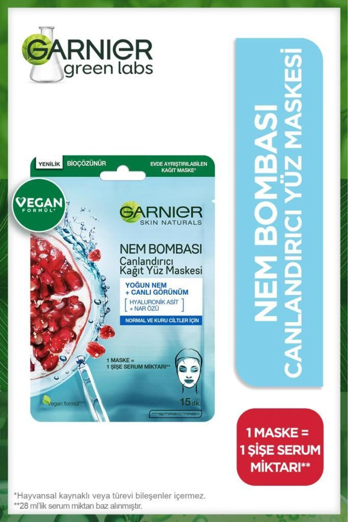 Garnier ماسک کاغذی تراریخته بازسازی رطوبتی 28 گرم