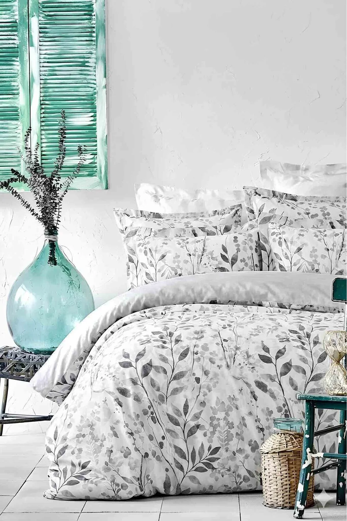 کاور لحاف یک نفره دام های بنای TIRLED SINGLE WATER GREY İQON
