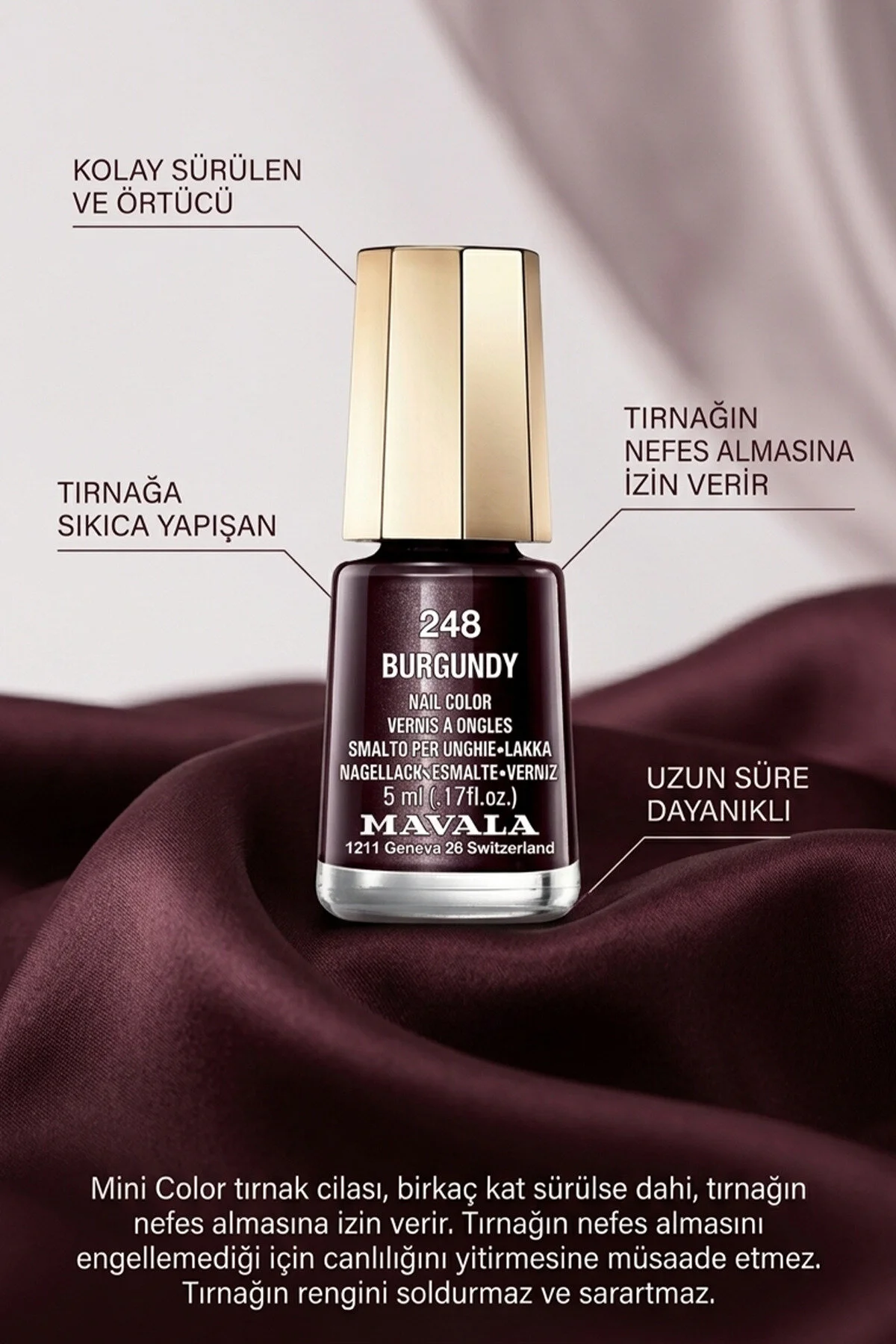 لاک ناخن Mini Color 248 Burgundy با حجم 5 میلی لیتر مناسب برای آرایش ناخن Mavala