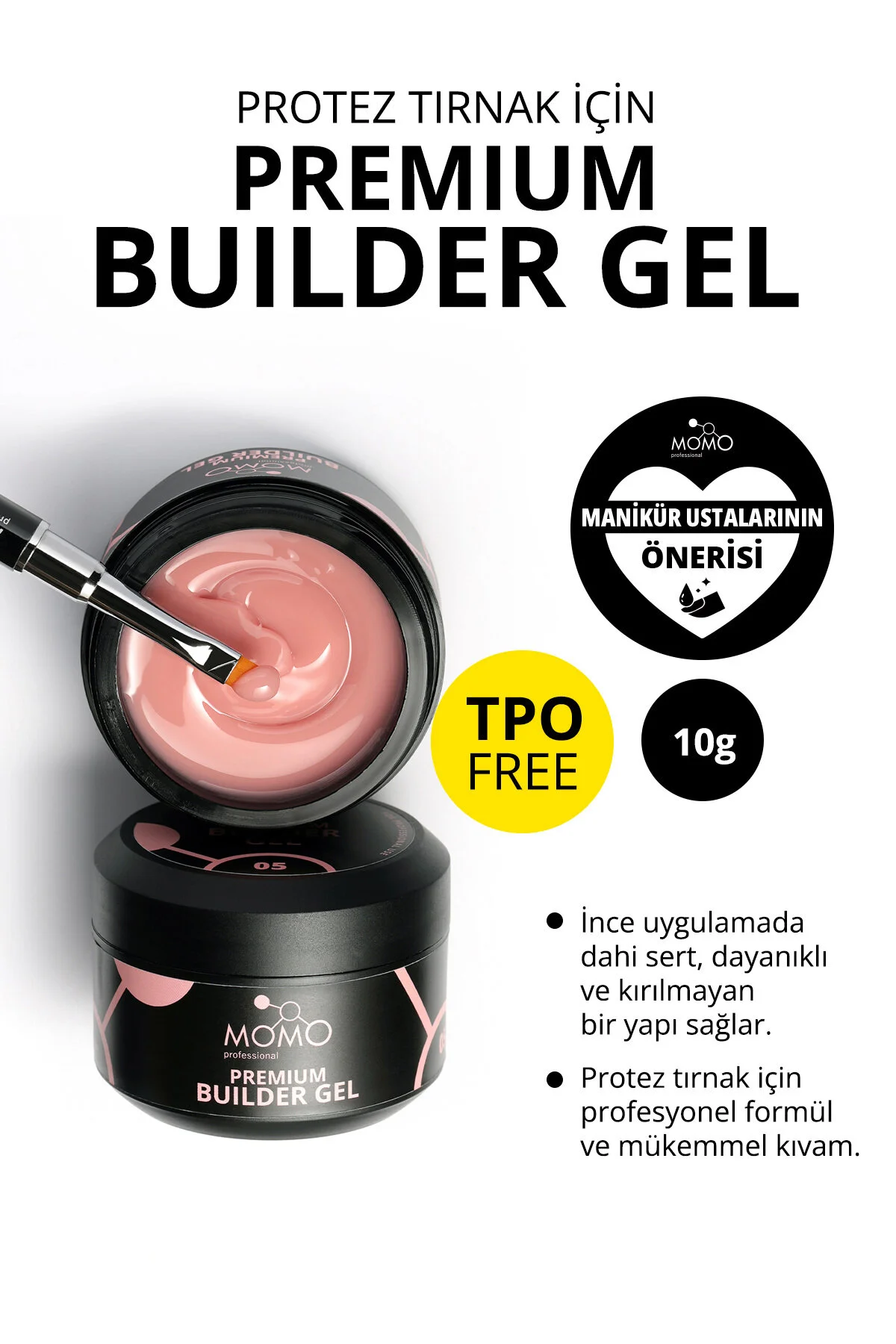 لاک ژل ماندگار بیلدر ممتاز ناخن مصنوعی شماره 05 هلو 10 گرم بدون TPO FREE MOMO professional
