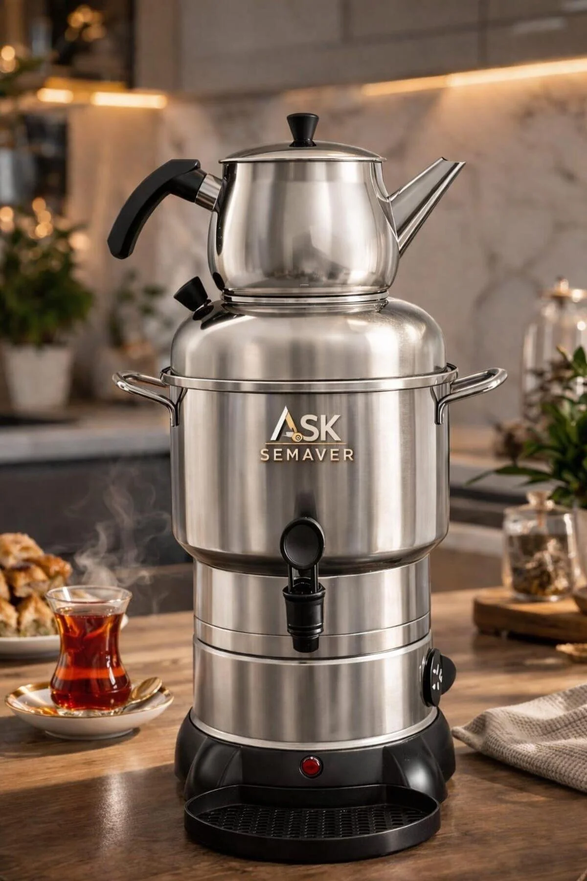 چای ساز سماور برقی استیل ASK 4.5 لیتری Armağan