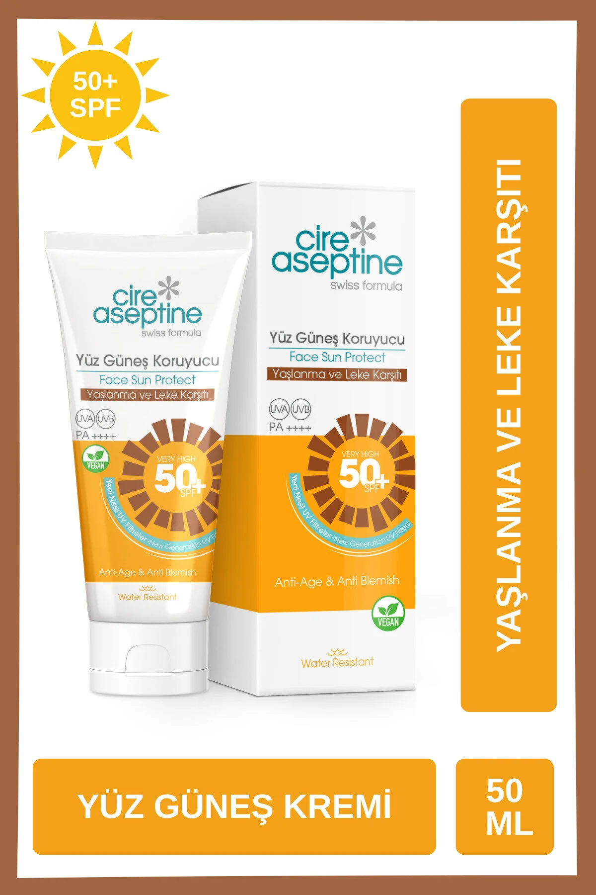 Cire Aseptine ضدآفتاب صد سن Aging و لک SPF 50 مایع 50 میلی لیتر
