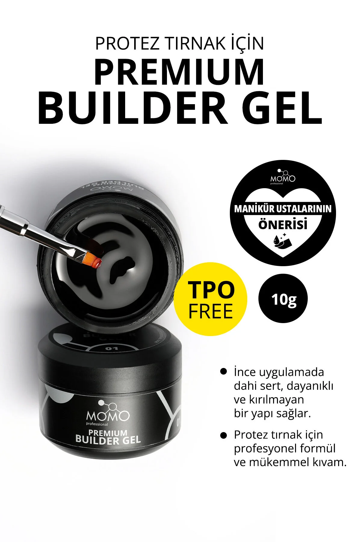 لاک ژل ماندگار بیلدر ممتاز ناخن مصنوعی شماره 01 شفاف 10 گرم بدون TPO MOMO professional