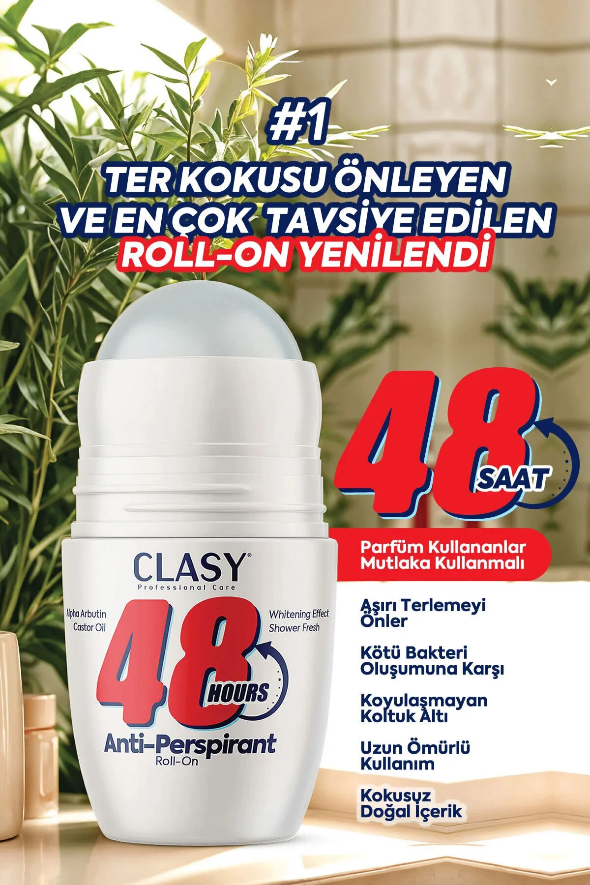 دئودورانت رول آن ضد تعریق و سفیدکننده 50 میلی لیتر مناسب برای همه Clasy Care