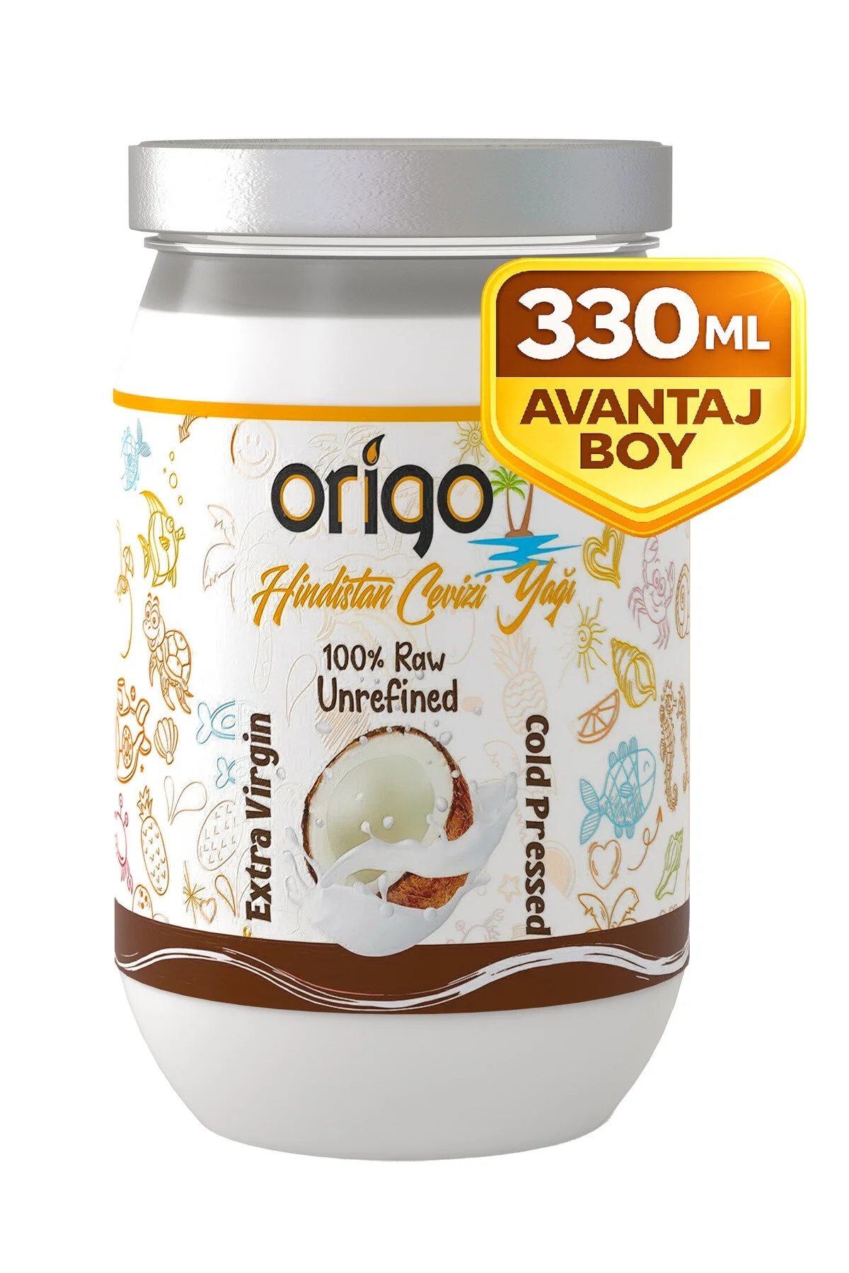 روغن نارگیل خالص 330 میلی لیتر در شیشه با کیفیت بالا Origo