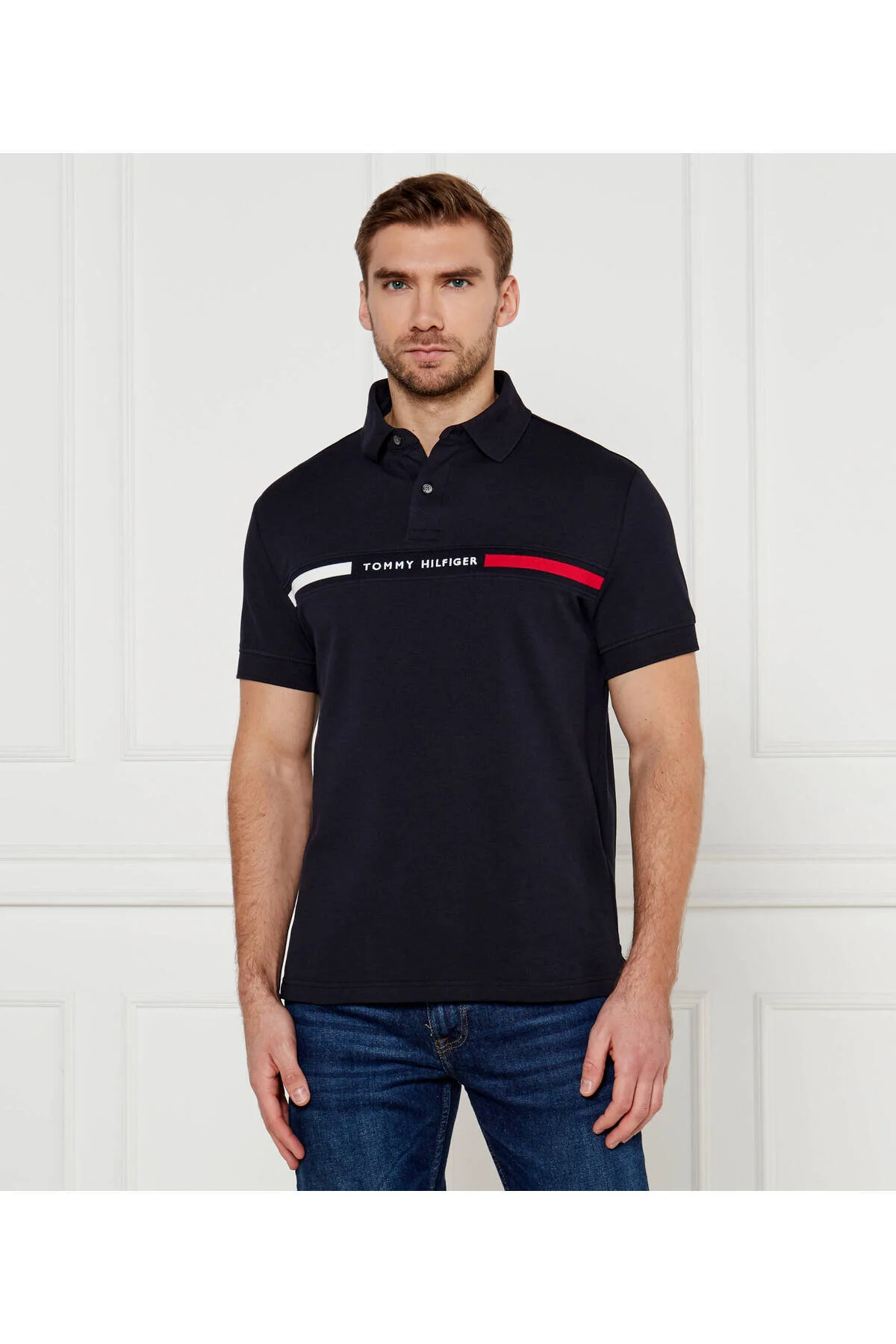 تی شرت یقه پولو آبی مردانه Reg Hilfiger تامی هیلفیگر اورجینال Tommy Hilfiger