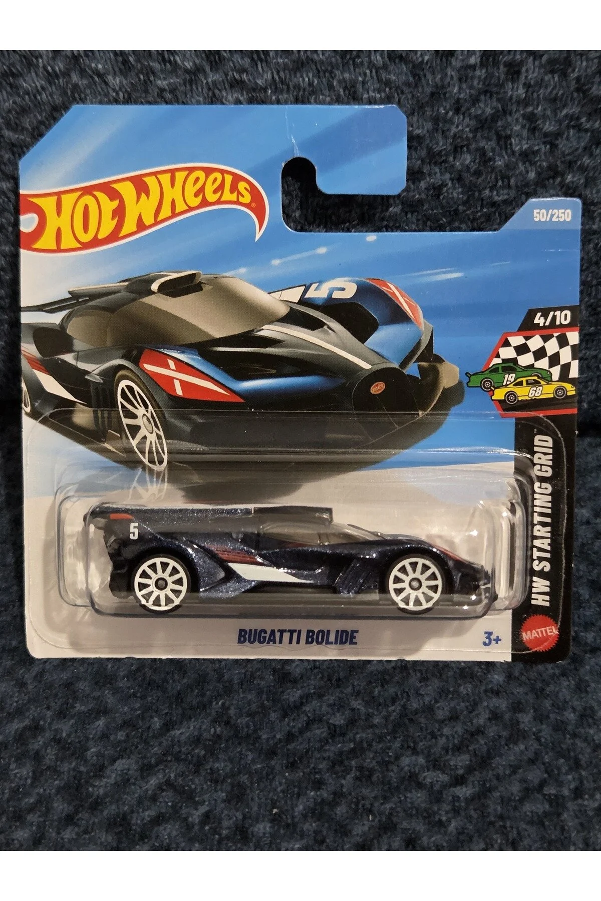 ماشین اسباب بازی بوگاتی بولید – آبی سفید مسابقه دیکست مدل 50 250 HOT WHEELS