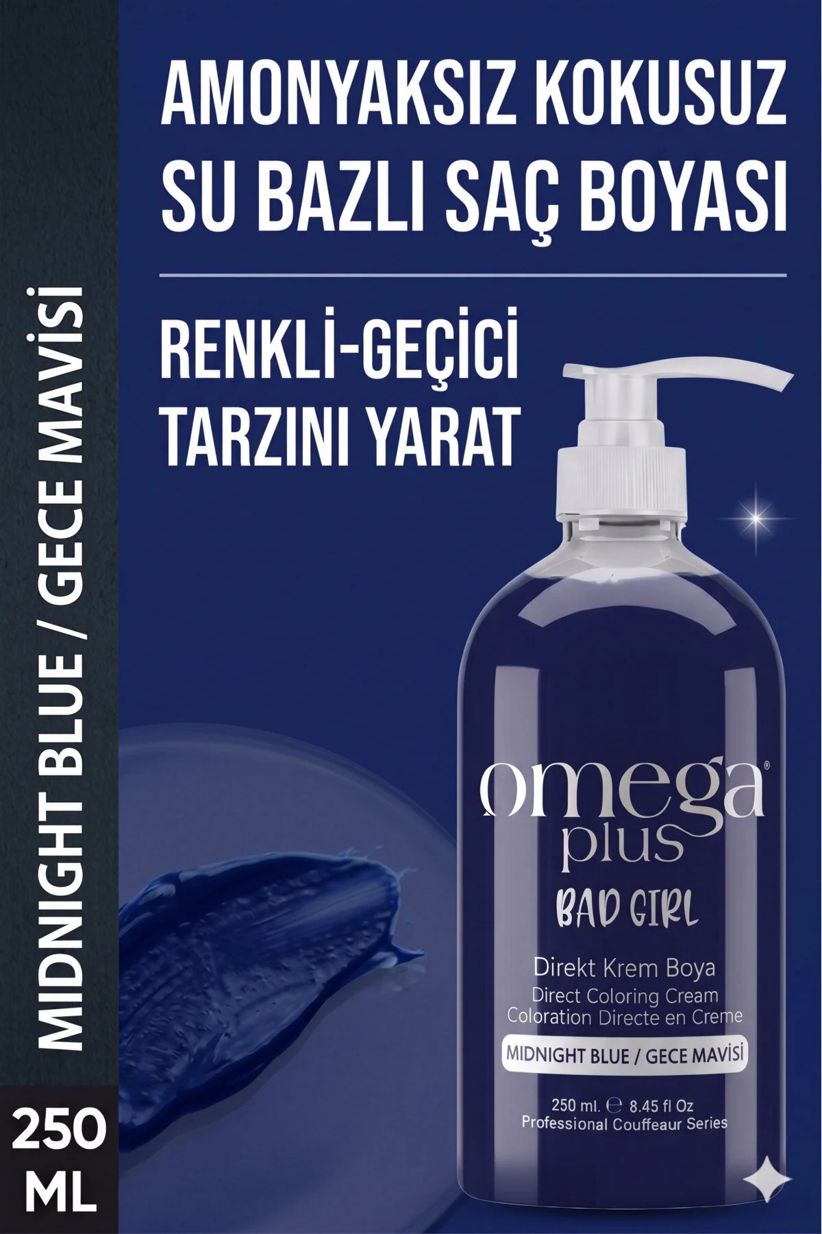 رنگ مو مردانه و زنانه دختر بد شب آمونیاک آبی ​​موی بدون 250 میل Omega Plus