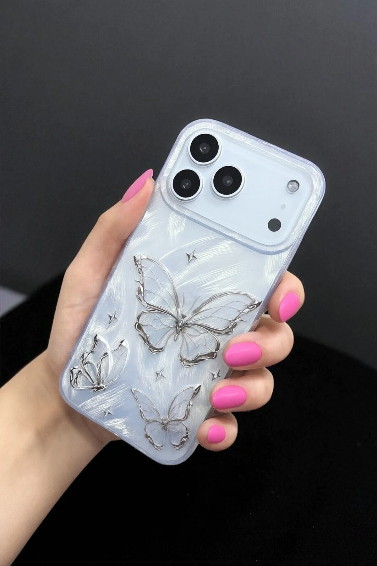 کاور و قاب سیلیکونی با طرح پروانه خزدار سازگار روکش ضد ضربه APPLE IPHONE 17 PRO MAX KVK PRİVACY