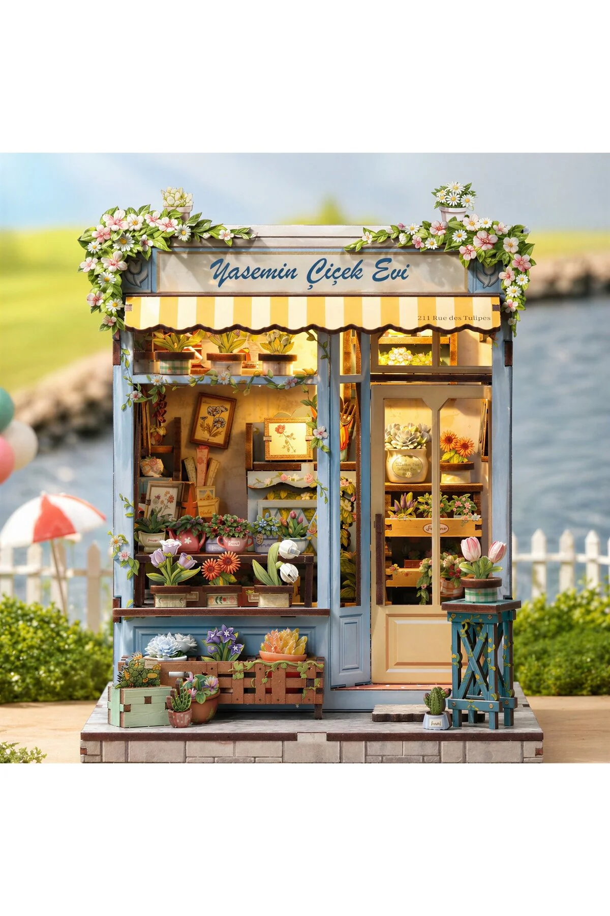 پازل یاسمین چیچک EVI DIY MINI BOOK NOOK HOBBY SET KIT | مدل گوشه کتاب مینیاتوری چوبی Emirgan