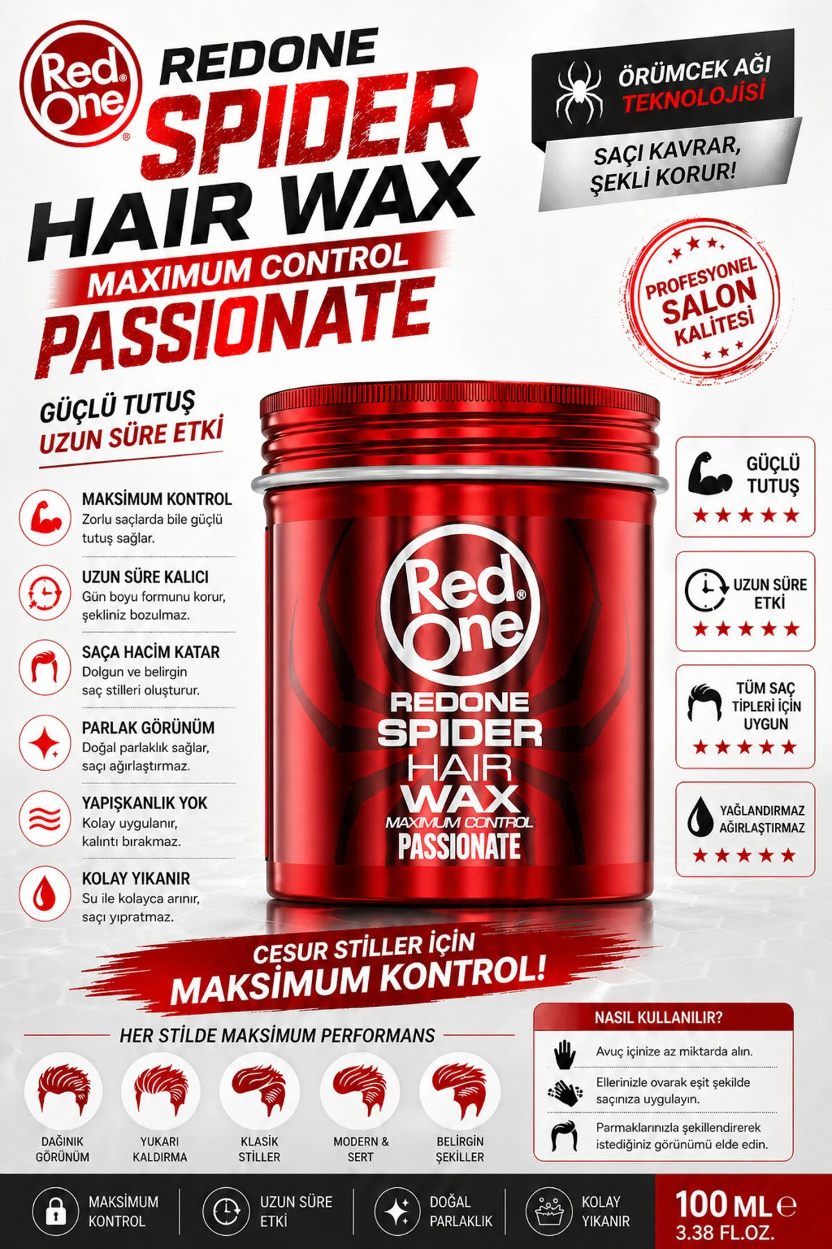 واکس حالت دهنده مو قرمز 100 میلی لیتر مناسب برای همه جنسیت ها Red One