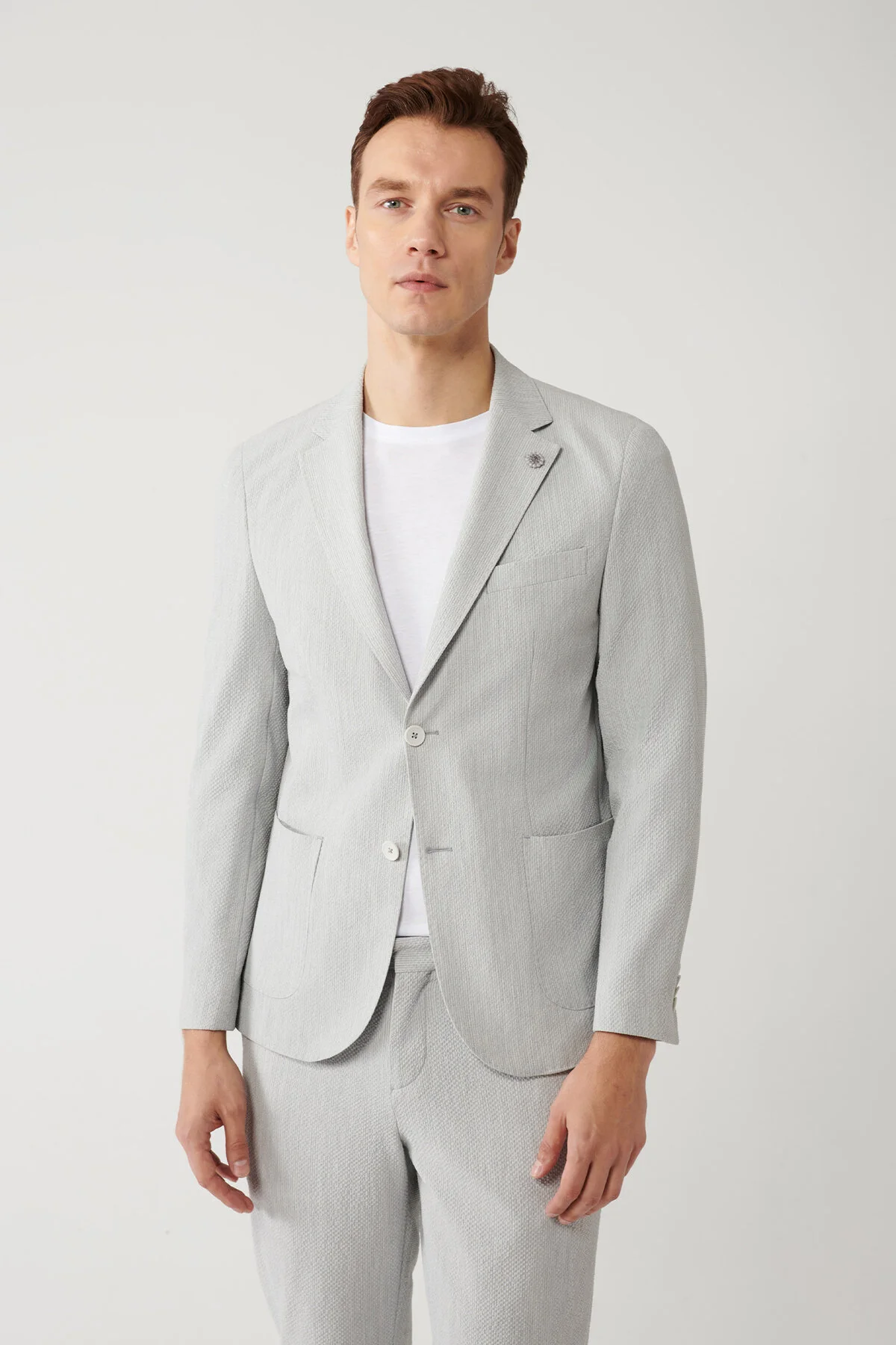 کت خاکستری مردانه جیب برش شکاف دو کشش آوا Avva