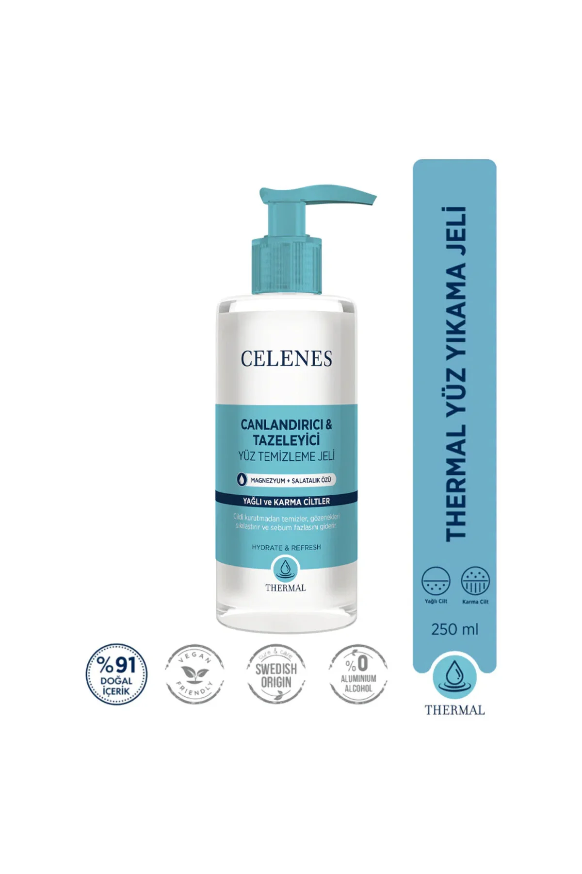 Celenes by Sweden ژل تسکین حرارتی 250 میلی لیتر برای پوست چرب/مختلط