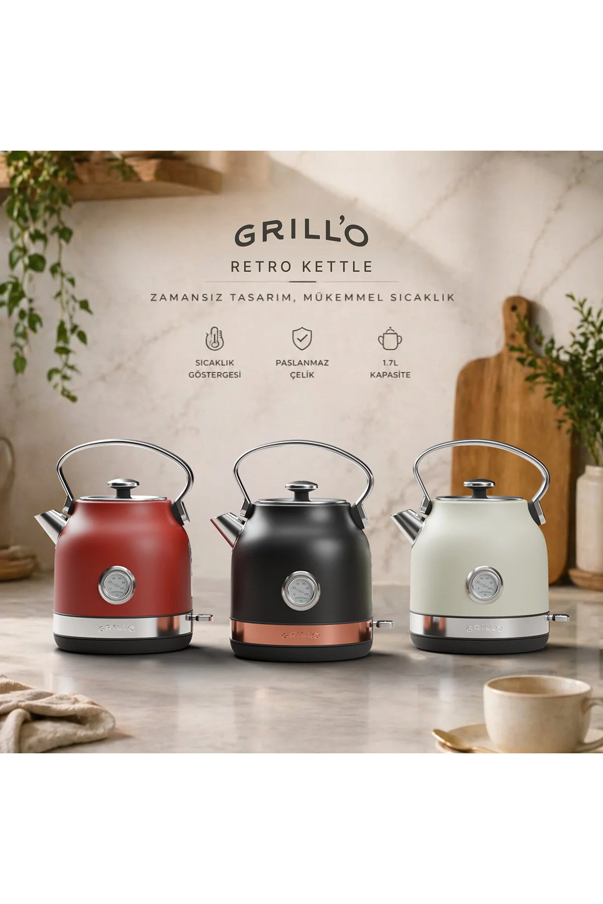 کتری برقی و گرم کن آب یکپارچهسازی با سیستمعامل GR601 GRILL'O