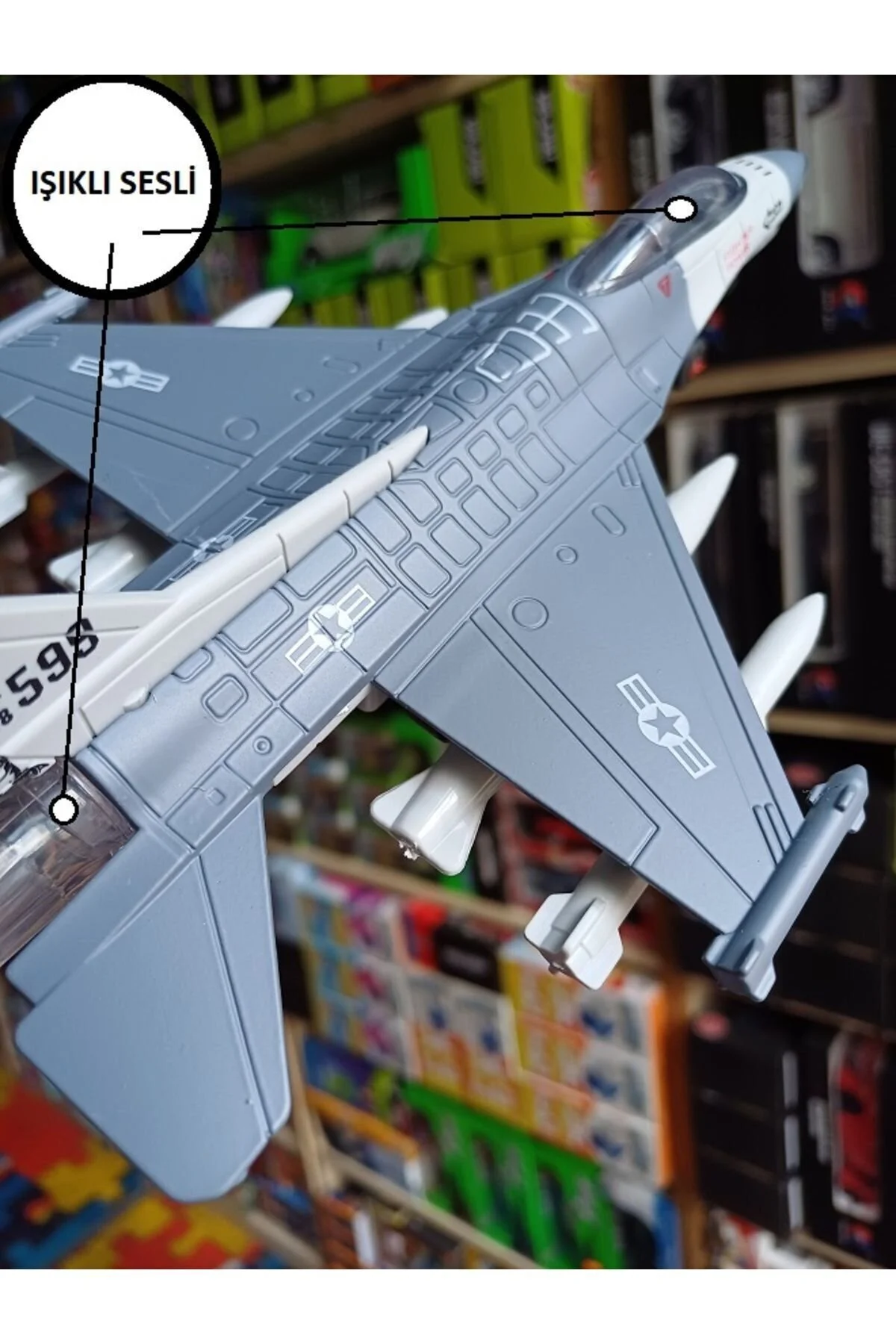 مدل خودرو F16 AIRPLANE COBRA FIGHTER POWER AIRFORCE اصل جنگ هواپیما فلزی با نور و صدا از ترکیه OYUNCAKSAHİLİ