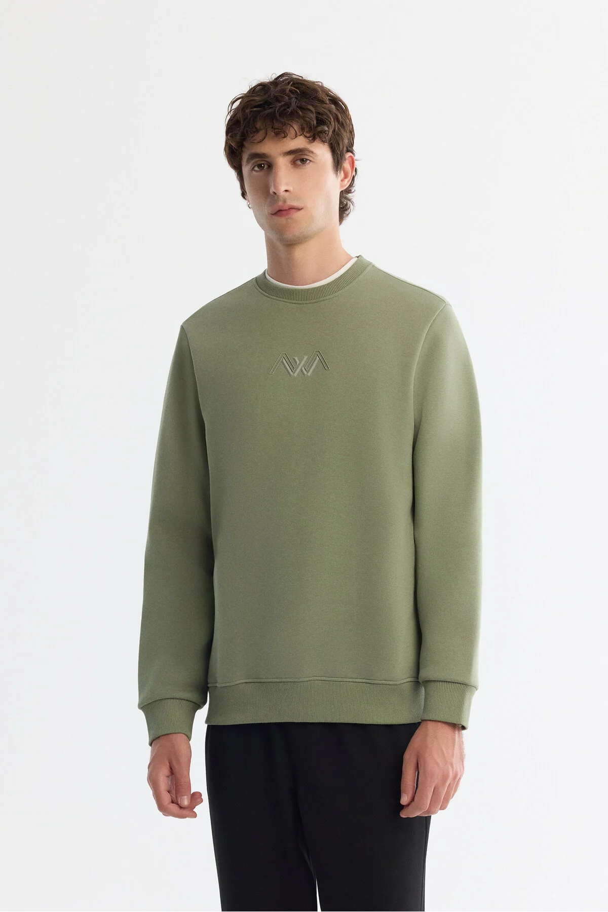 سویشرت سبز مردانه یقه دوچرخه 3 Ip Sweatshirt آوا Avva