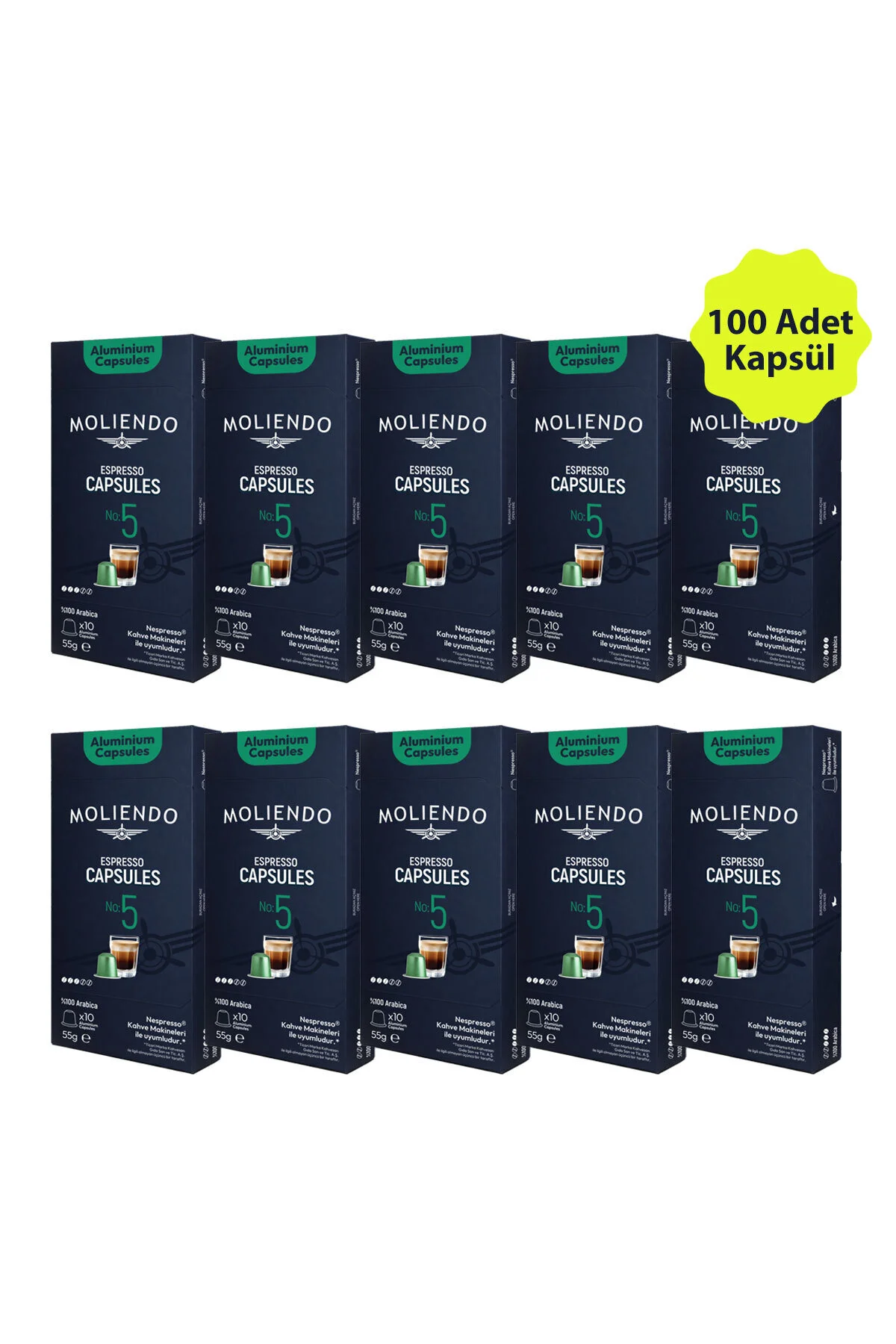 کپسول قهوه آلومینیومی شماره: 5 بسته مزیت 100 سازگار با NESPRESSO Moliendo