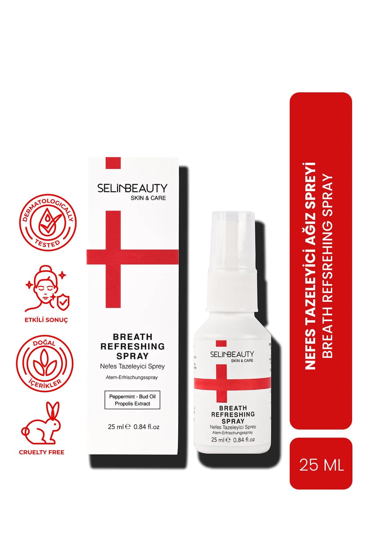 اسپری خوشبوکننده دهان Skin&Care ضد بوی بد دهان با منتول، karanfil و propolis تازگی فوری، مصرف روزانه Selin Beauty
