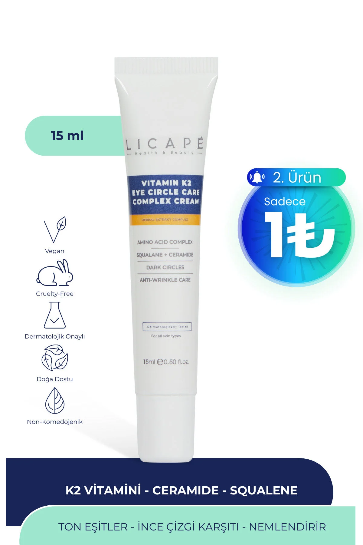 کرم دور چشم مراقبت از خط ویتامین K2 15 میل Licape