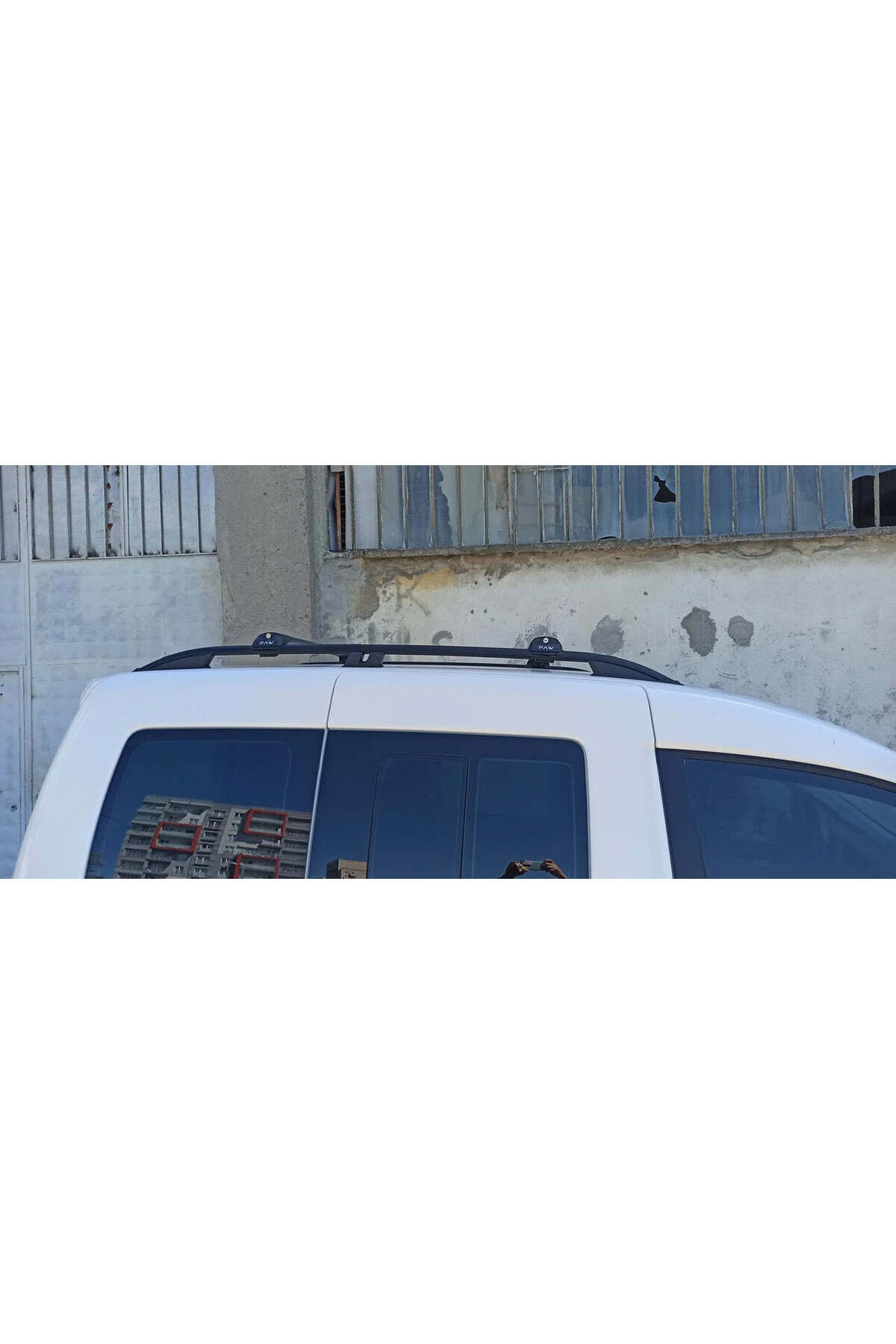 جعبه بار سقفی VOLKSWAGEN CADDY III MAXI 2003 2019 ریل جانبی سقف آلومینیومی روی خودرو سری پلاس خاکستری auto paw