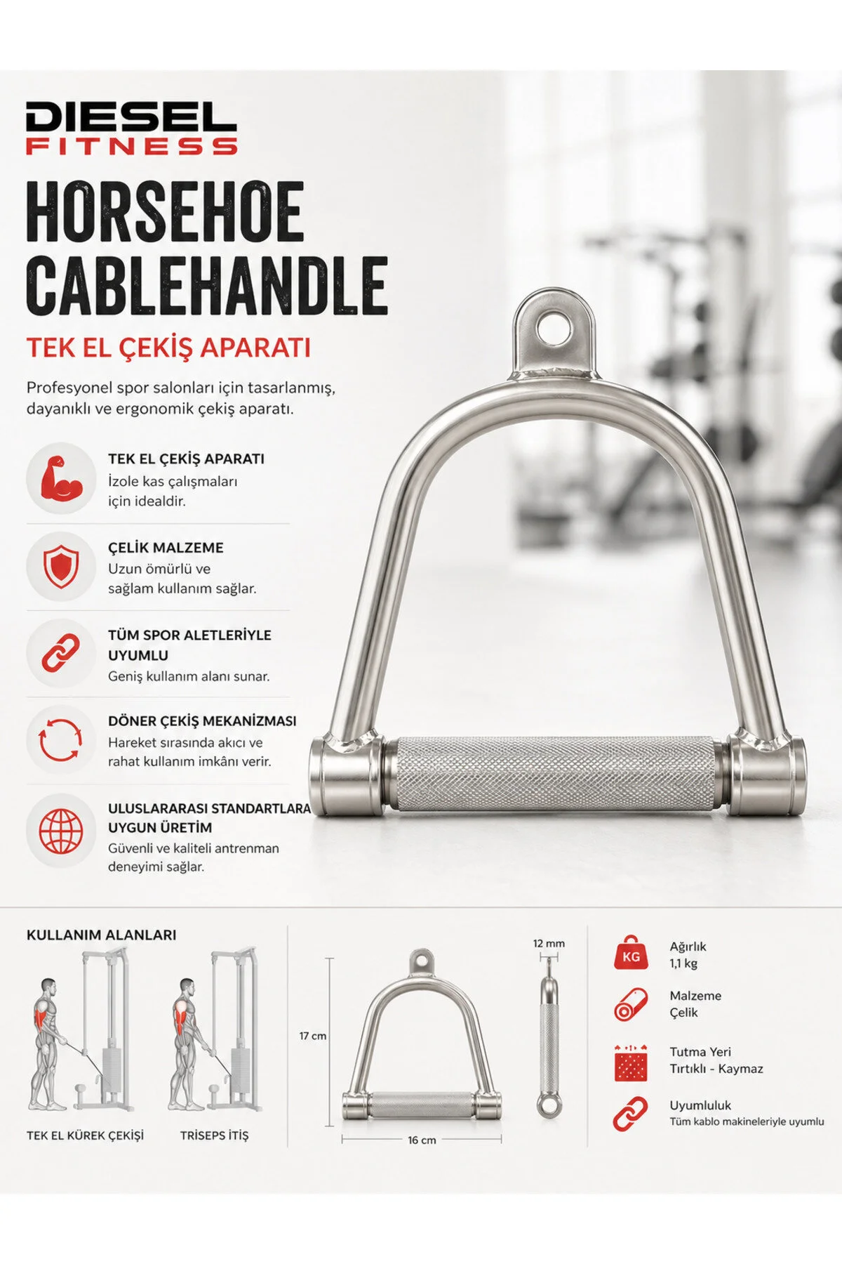 میله بارفیکس و شنا دسته کابل نعل اسب CAB540 شکل Diesel