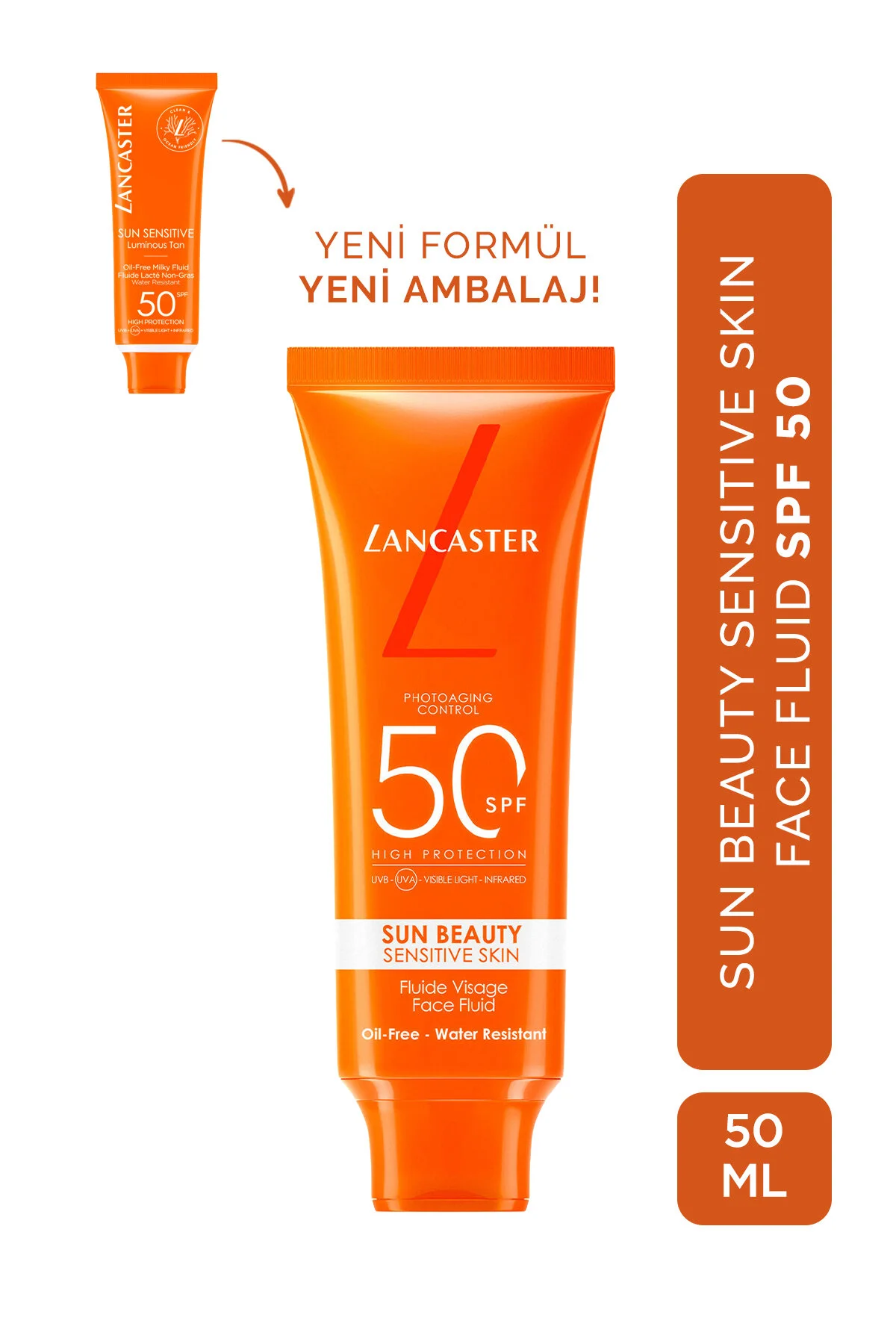 کرم ضد آفتاب بدن روغن حساس به خورشید بدون مایع شیری SPF50 50ML محافظت از صورت برای پوست Lancaster