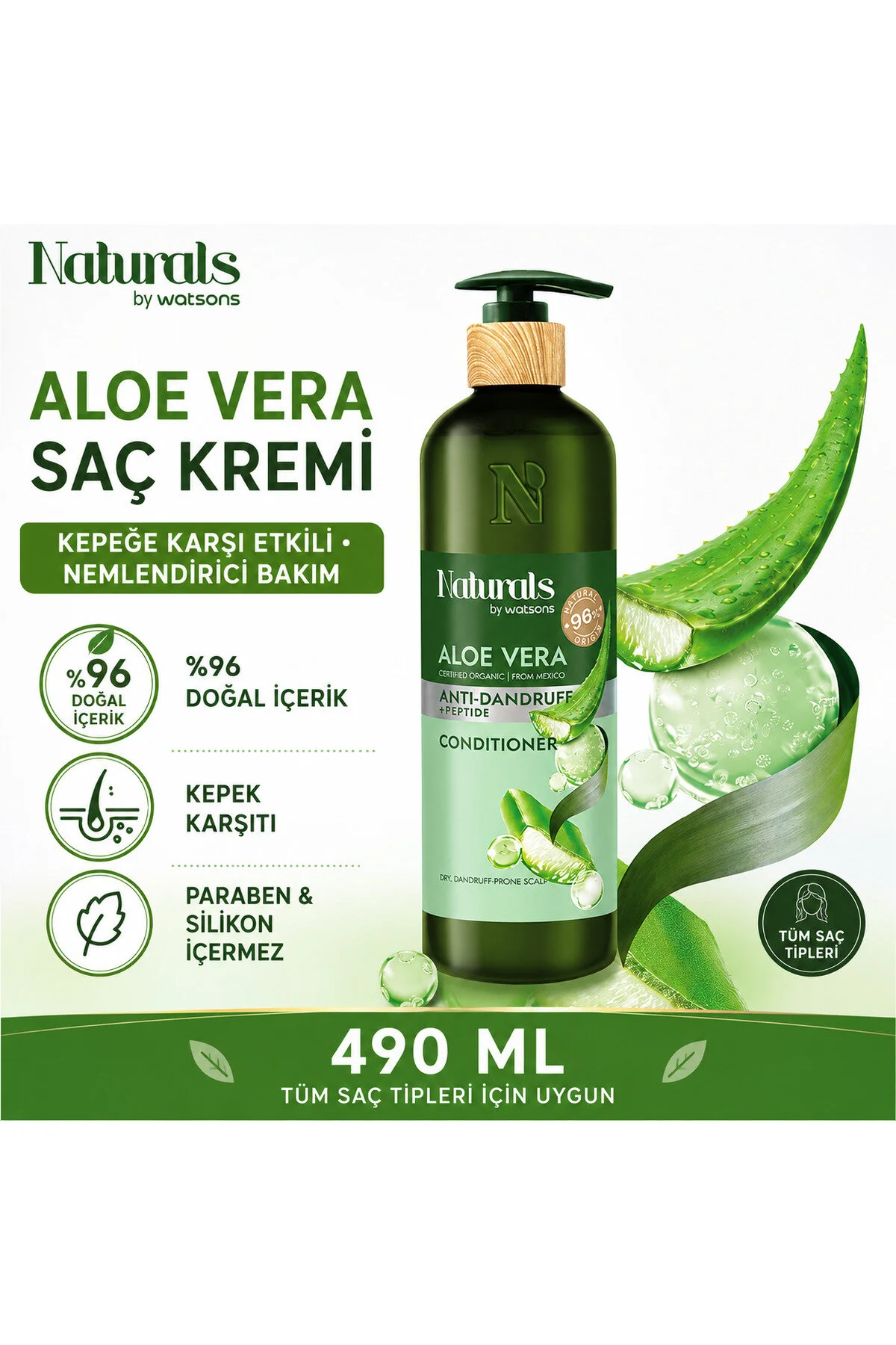 شامپو مردانه و زنانه آلوئه ورا 490 میل Naturals By Watsons