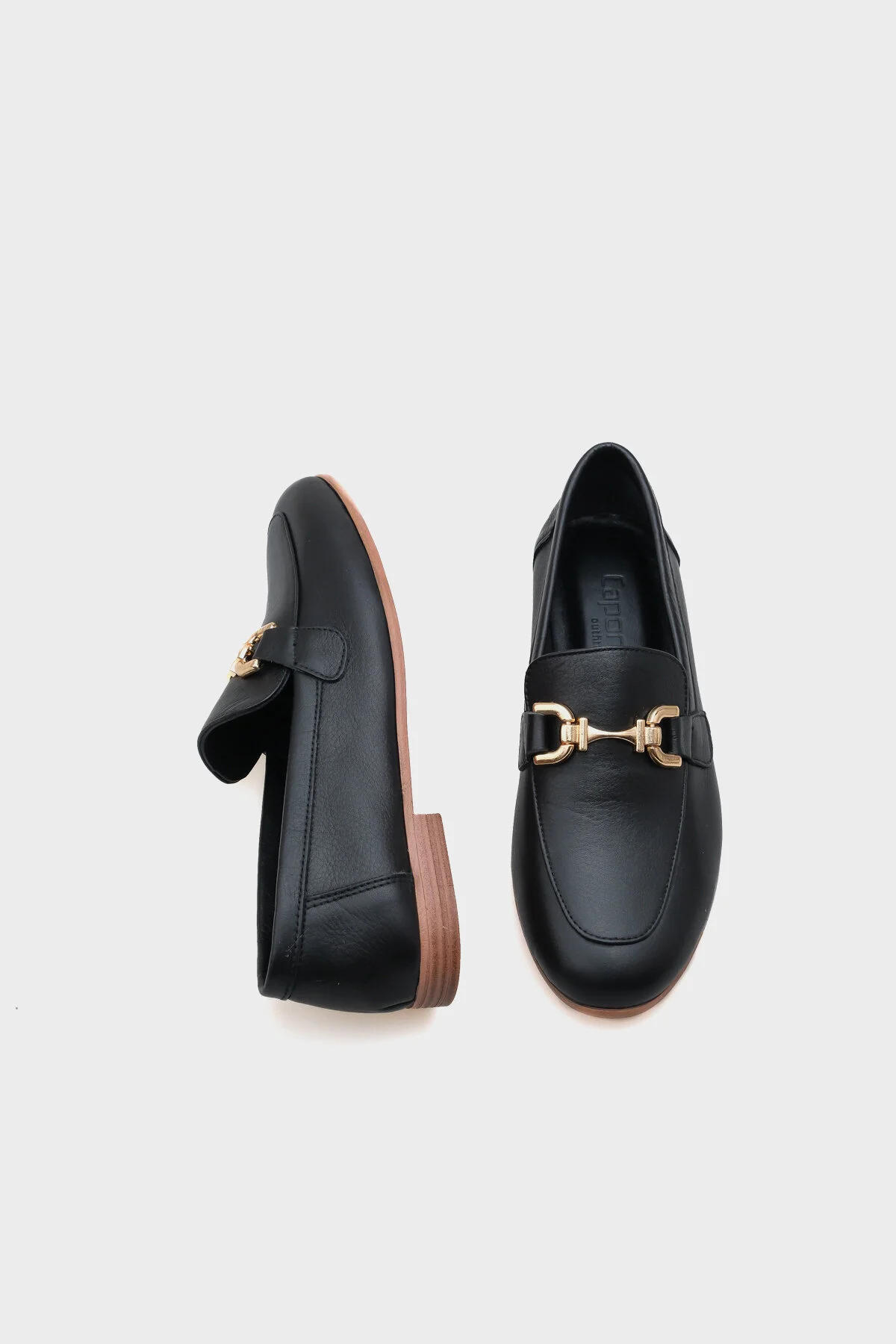 لوفر مشکی زنانه طلای طلایی سیاه چرمی واقعی Capone Outfitters