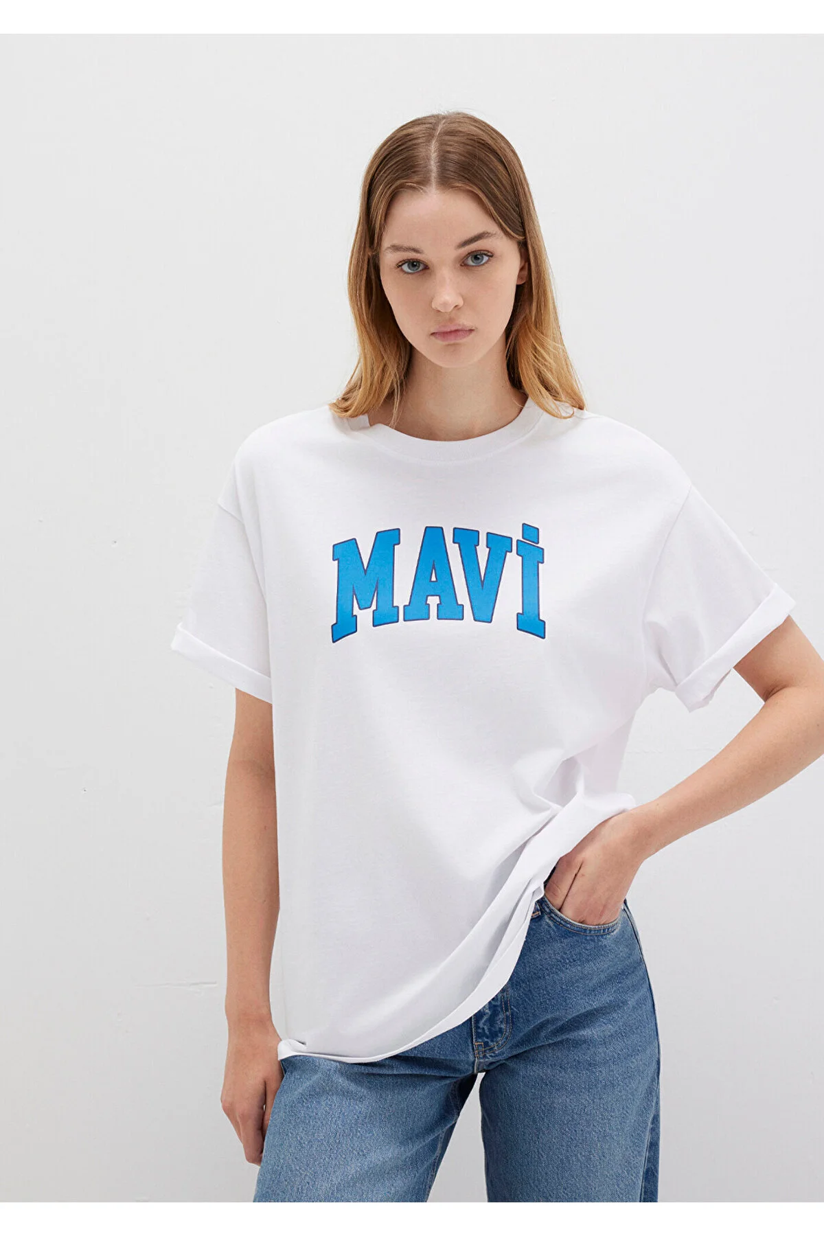 تیشرت سفید اورسایز برند Mavi مدل 1600843-70000