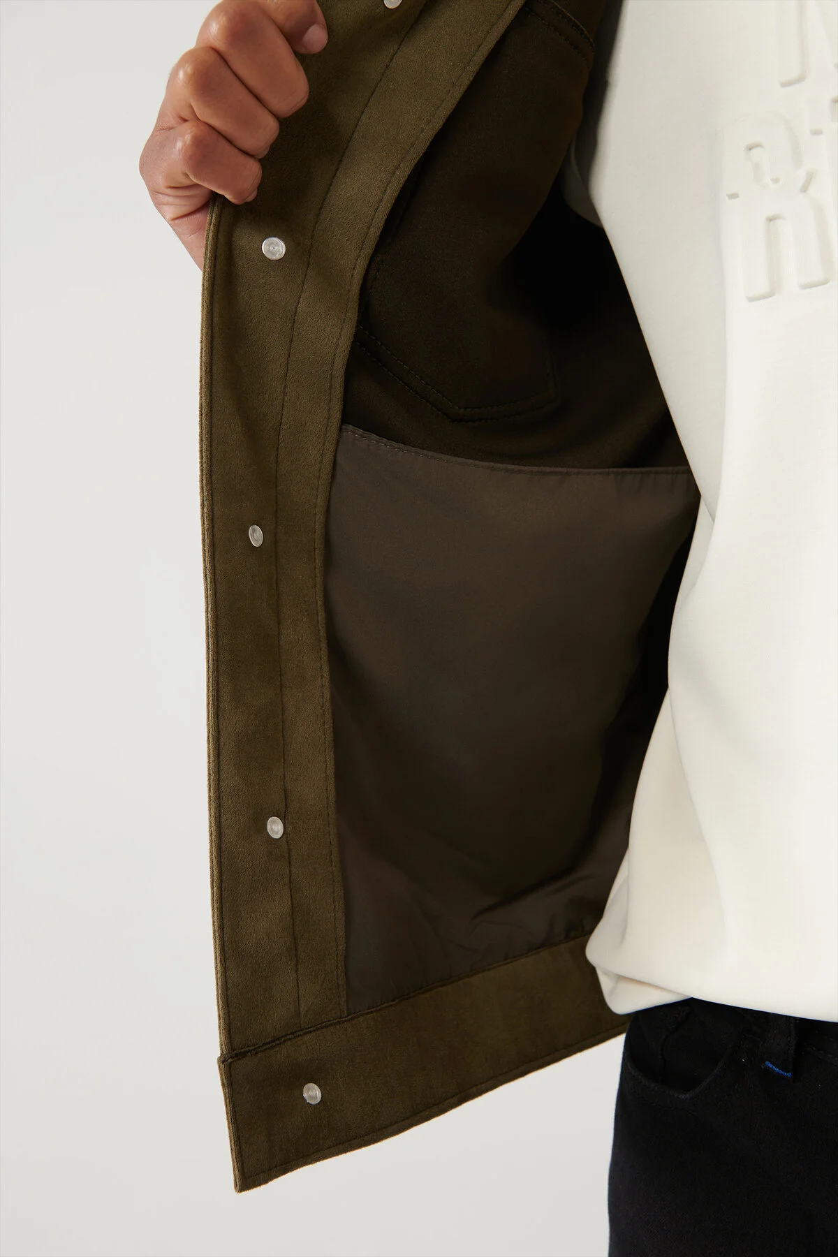 کاپشن سبز مردانه جیب کلاسیک خاکی Class Collar A41Y6011 آوا Avva