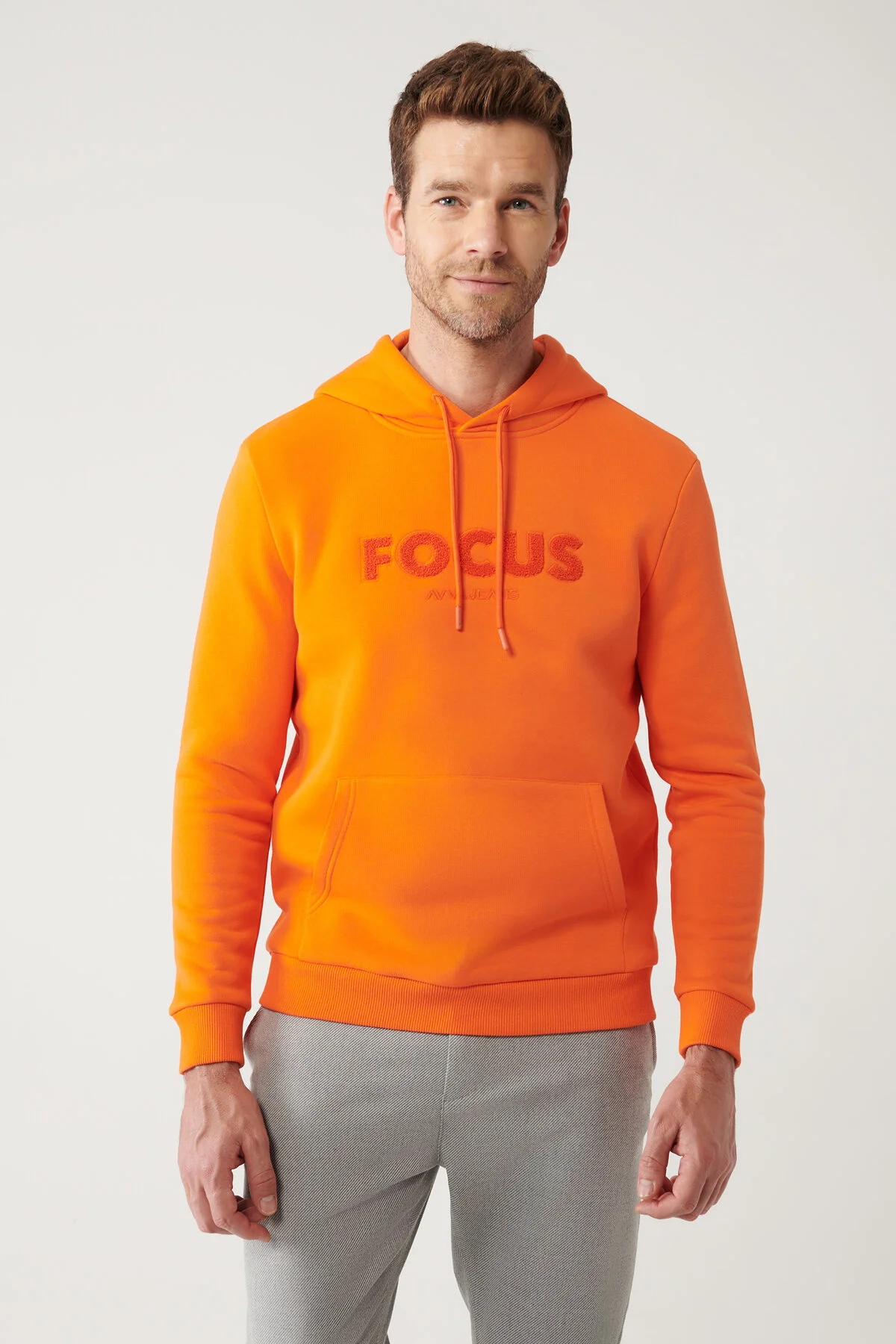 سویشرت نارنجی مردانه لباس 3 Ip Kangaroo Pocketshirt A32Y1193 آوا Avva