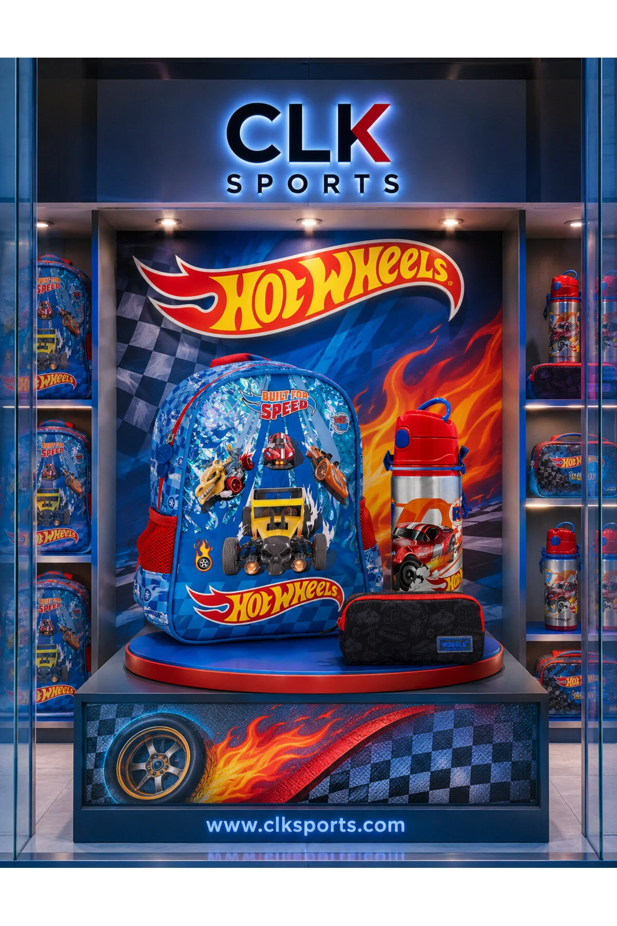 کیف مدرسه مهدکودک دارای مجوز مداد دو چشمی هدیه بطری آب آلومینیومی از ترکیه HOT WHEELS
