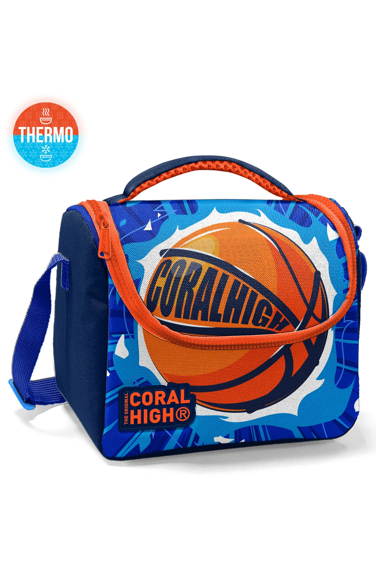 کیف ناهار جعبه ترمو طرح دار توپ بسکتبال آبی نیروی دریایی کودکان 11851 Coral High