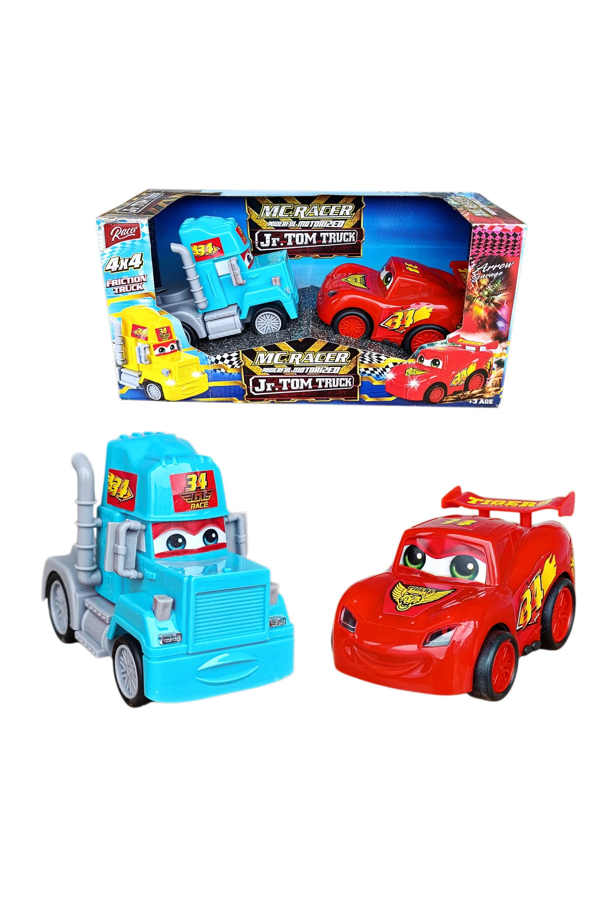 ماشین اسباب بازی مجموعه و کامیون لایتنینگ مک کوئین جعبه ای نشکن 2 12.5 سانتی متری. Brother Toys