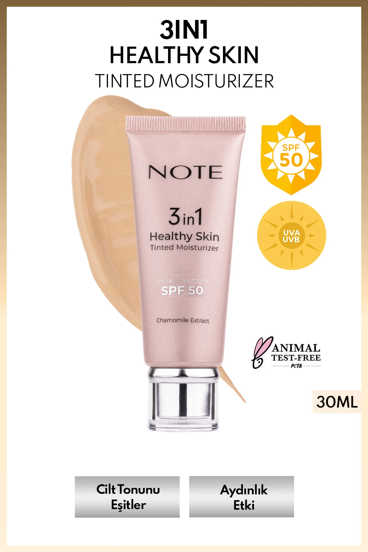 Note Cosmetics مرطوب کننده پوست سالم 3 در 1 با تنظیم کننده رنگ SPF 50+ و کرم روشن کننده