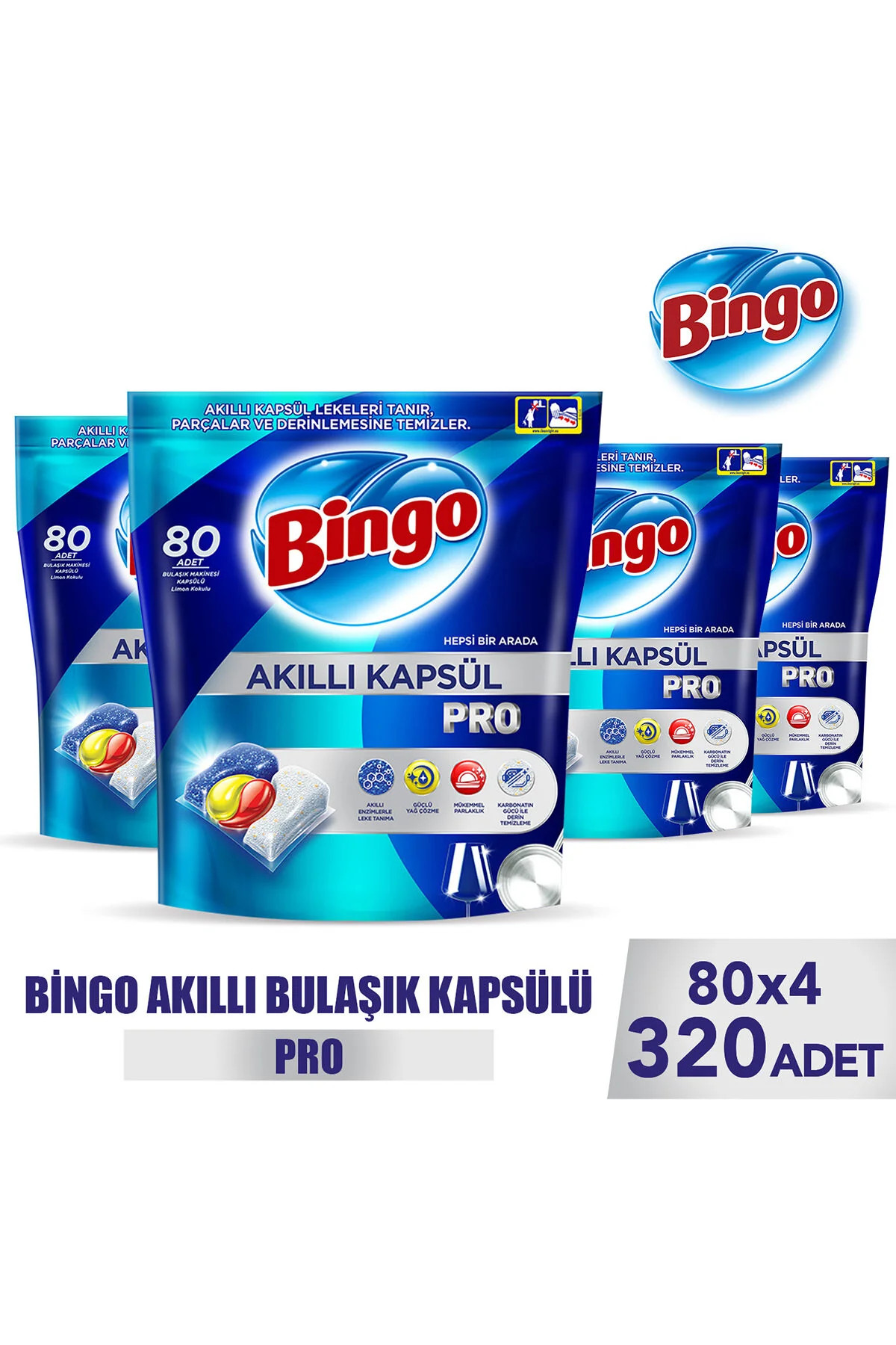 قرص و پودر ماشین ظرفشویی تبلت مواد شوینده SMART CAPSULE PRO 320 قطعه Bingo
